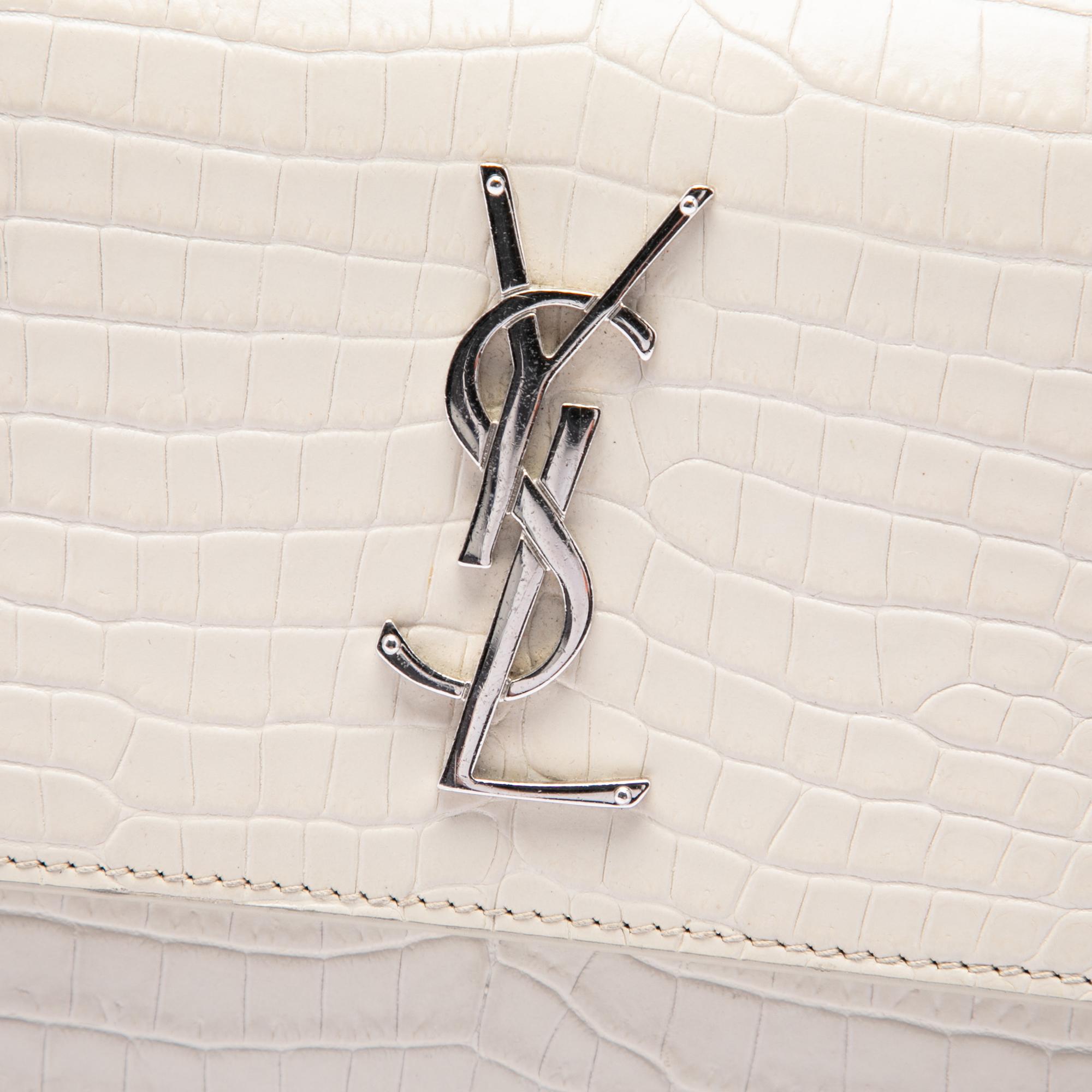 Saint Laurent Medium Croc Embossed Leather Monogram Sunset Crossbody