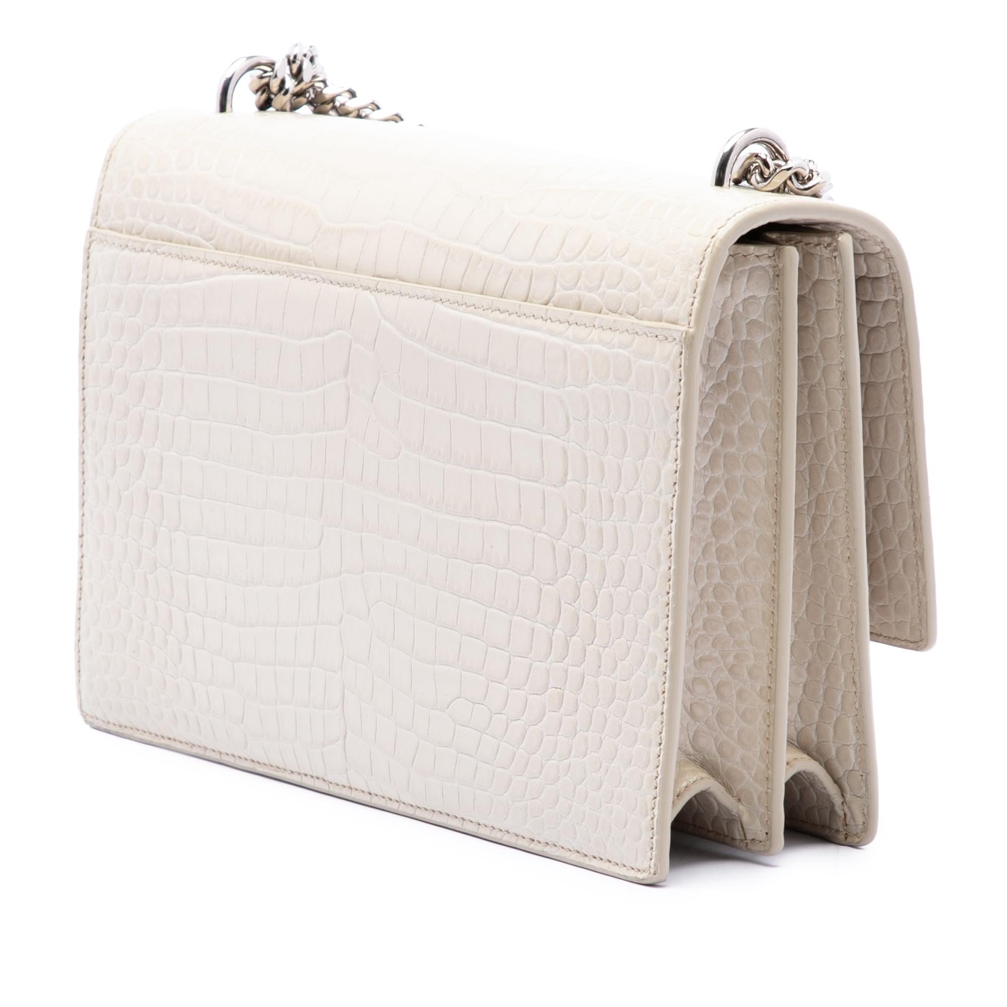 Saint Laurent Medium Croc Embossed Leather Monogram Sunset Crossbody