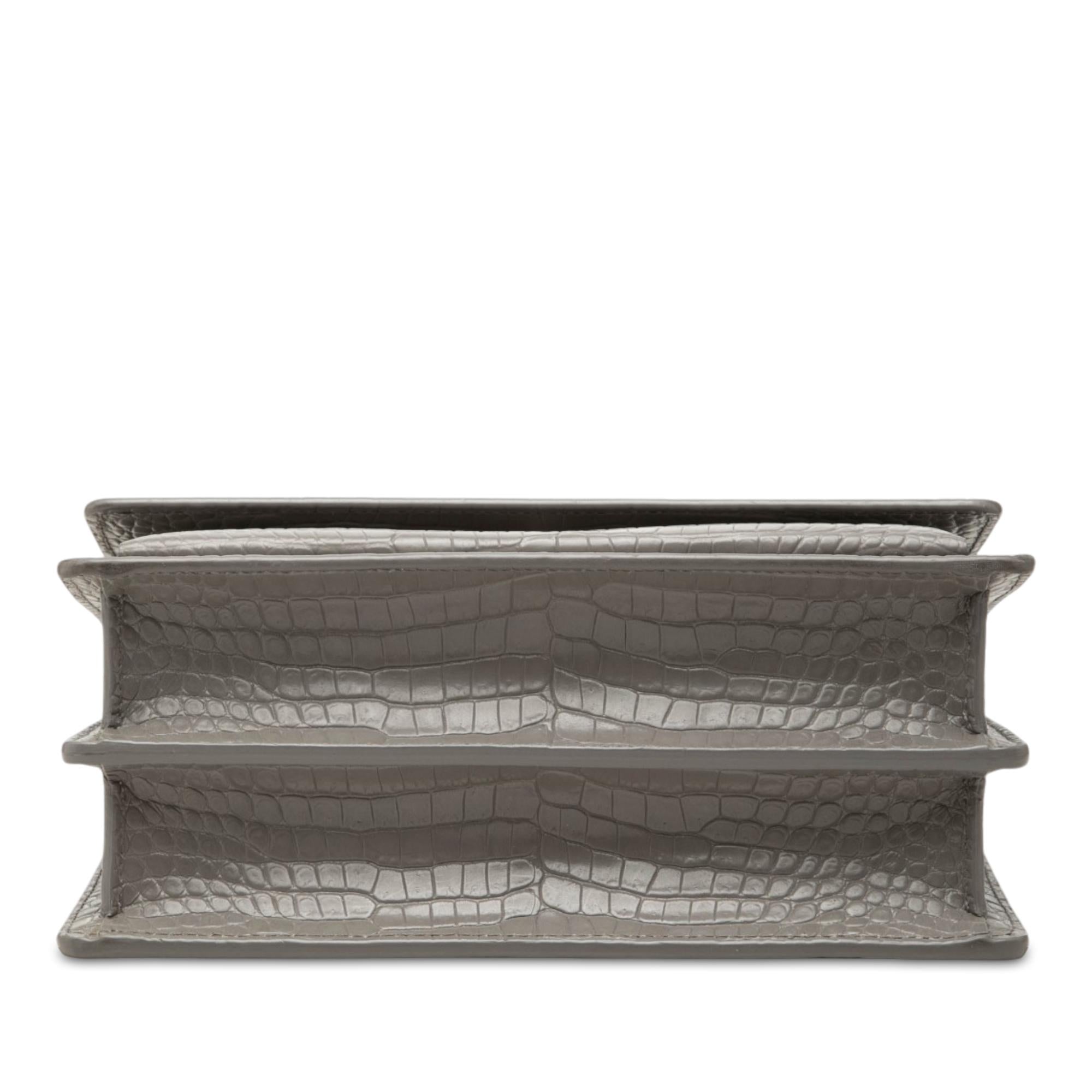 Saint Laurent Medium Croc Embossed Leather Monogram Sunset Crossbody