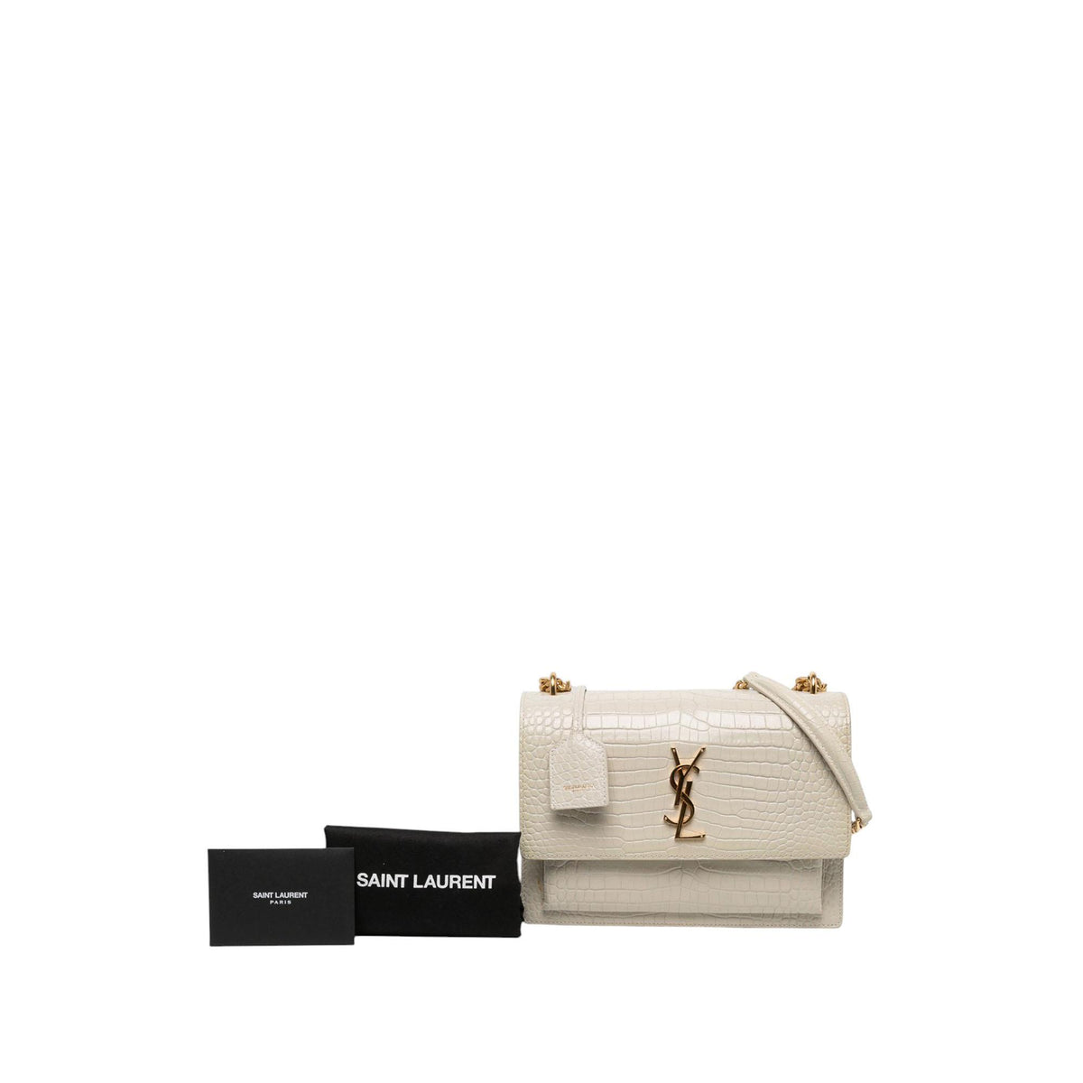 Saint Laurent Medium Croc Embossed Leather Monogram Sunset Crossbody