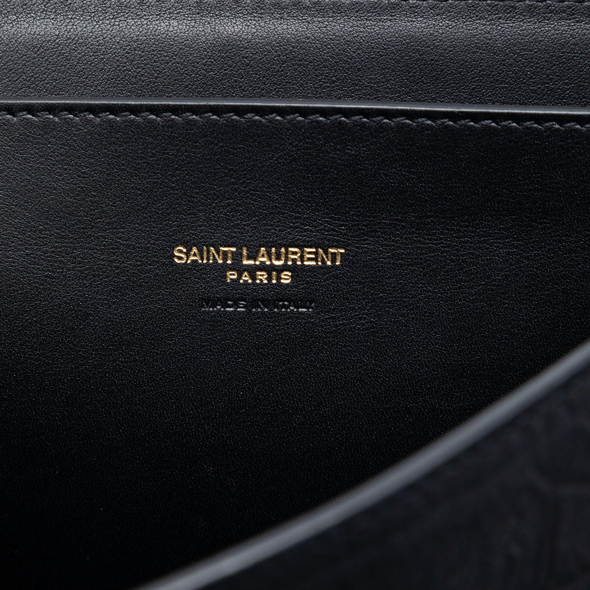 Saint Laurent Medium Croc Embossed Nubuck Monogram Kaia Crossbody
