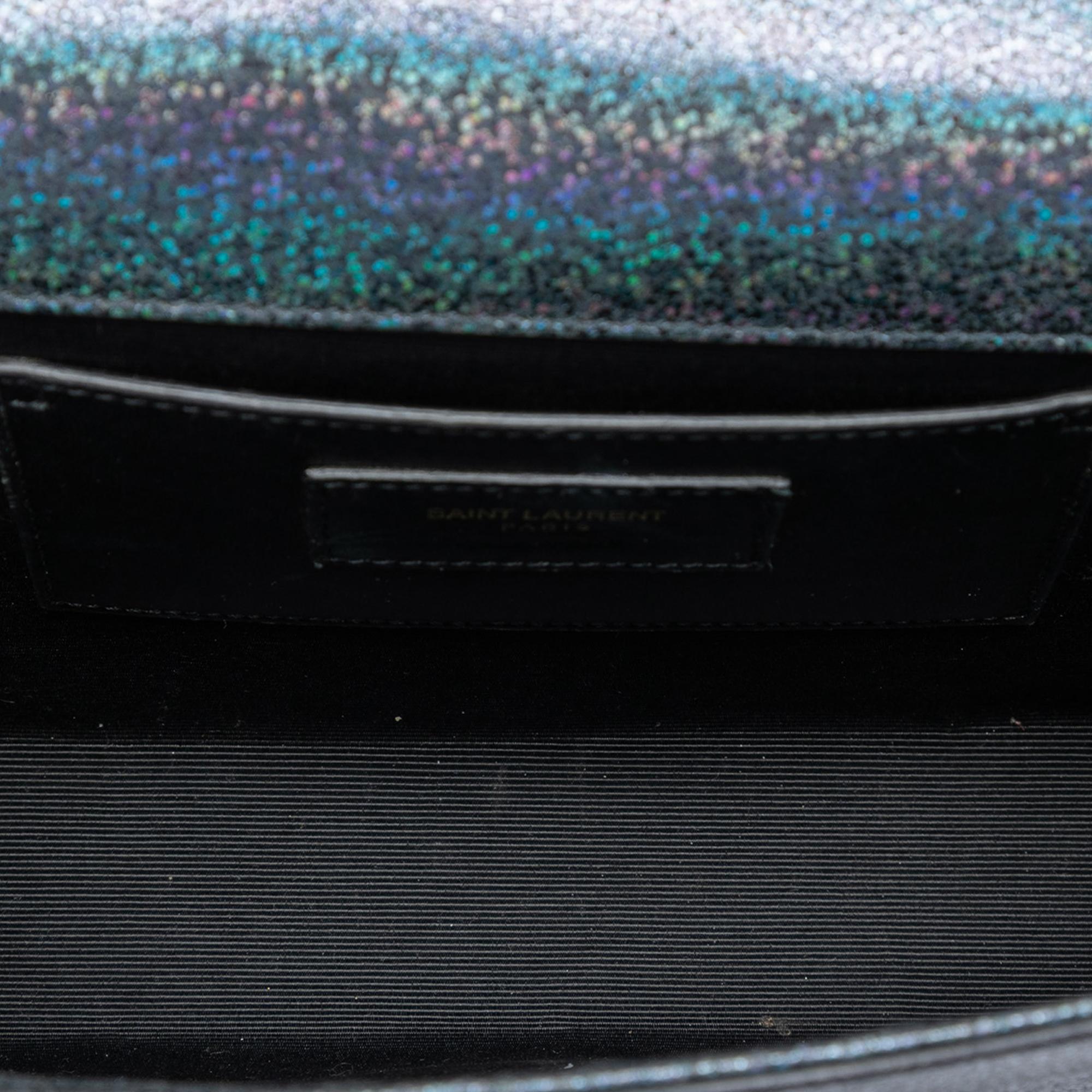 Saint Laurent Medium Glitter Leather Monogram Kate Crossbody