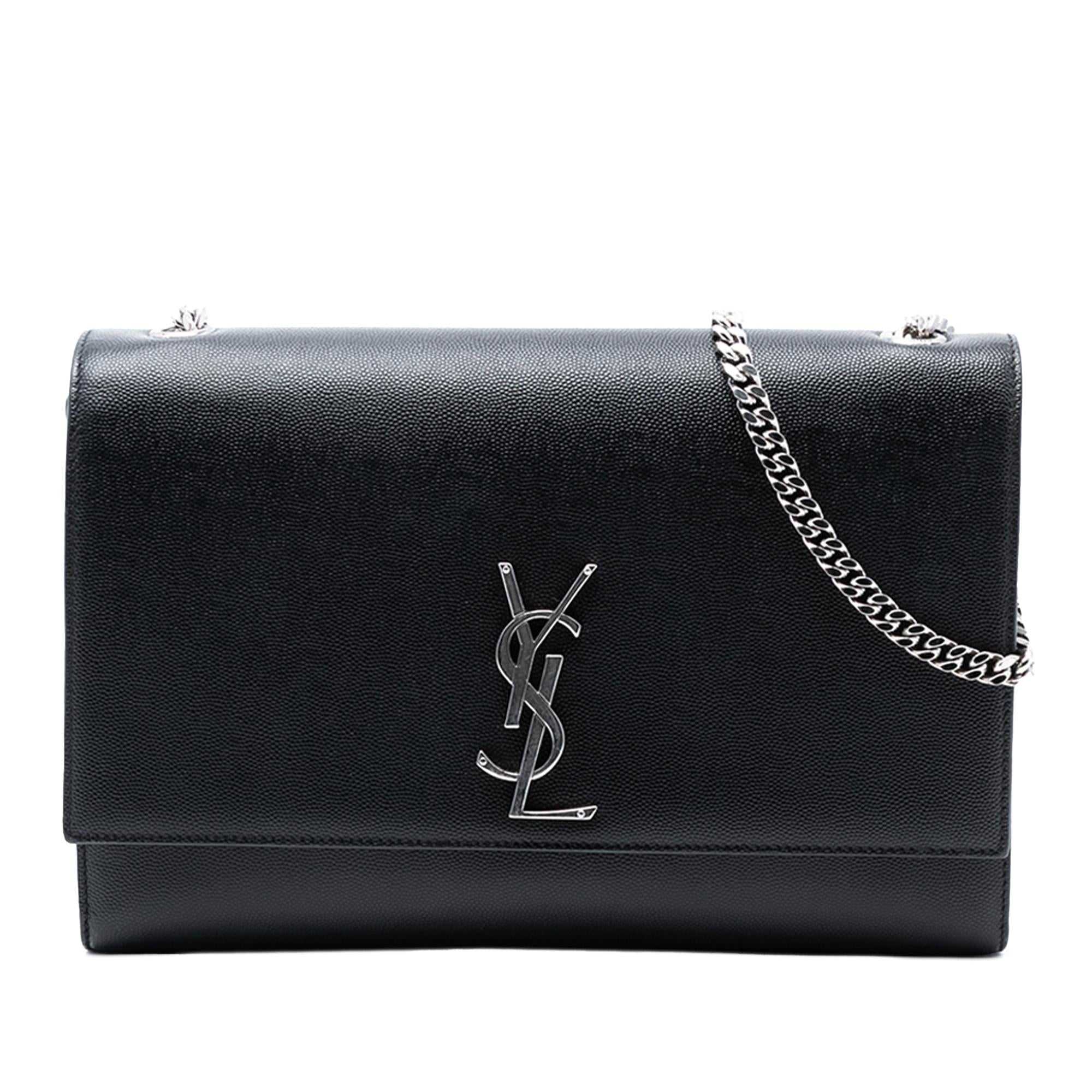 Saint Laurent Medium Grain De Poudre Leather Monogram Kate Crossbody