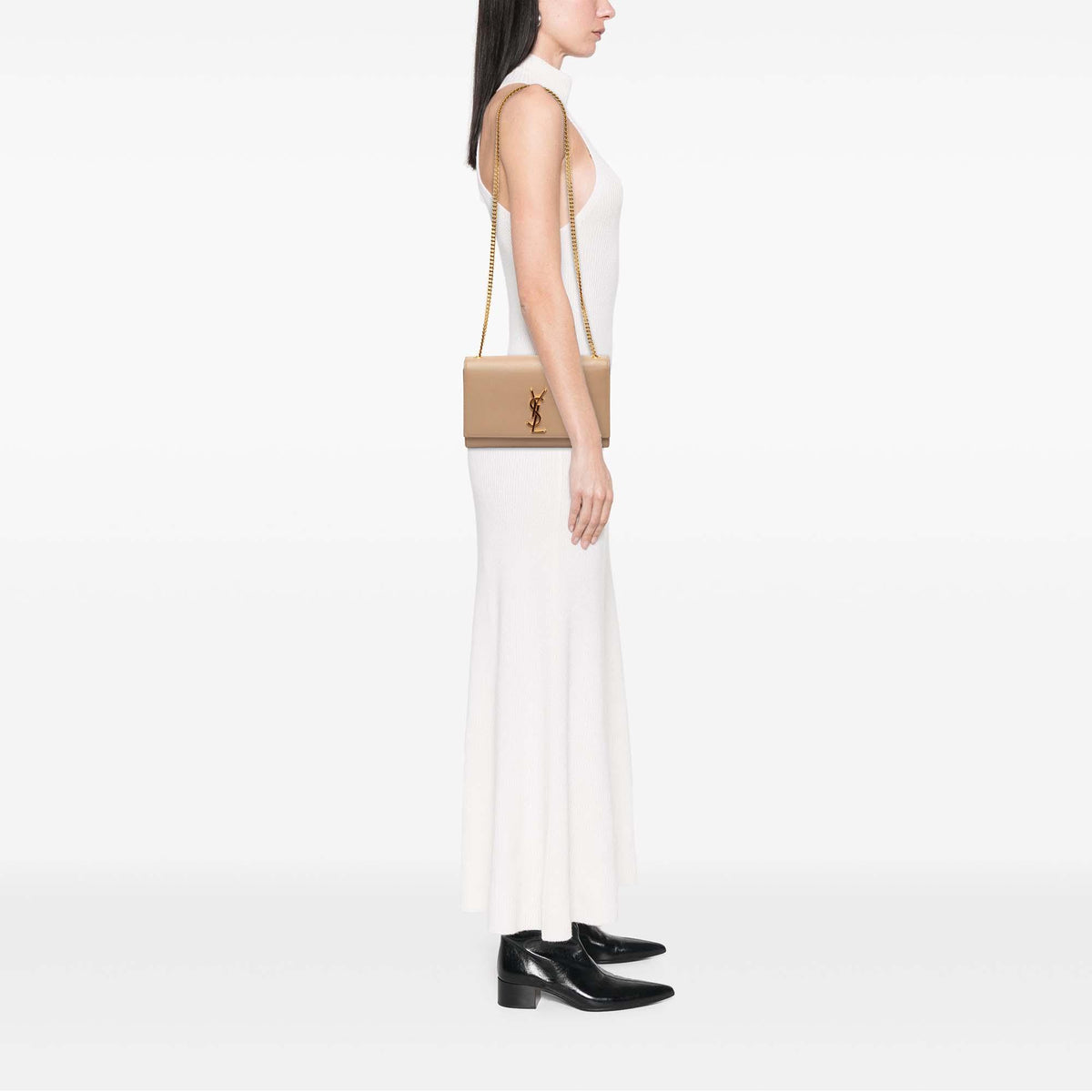 Saint Laurent Medium Grain De Poudre Monogram Kate Crossbody