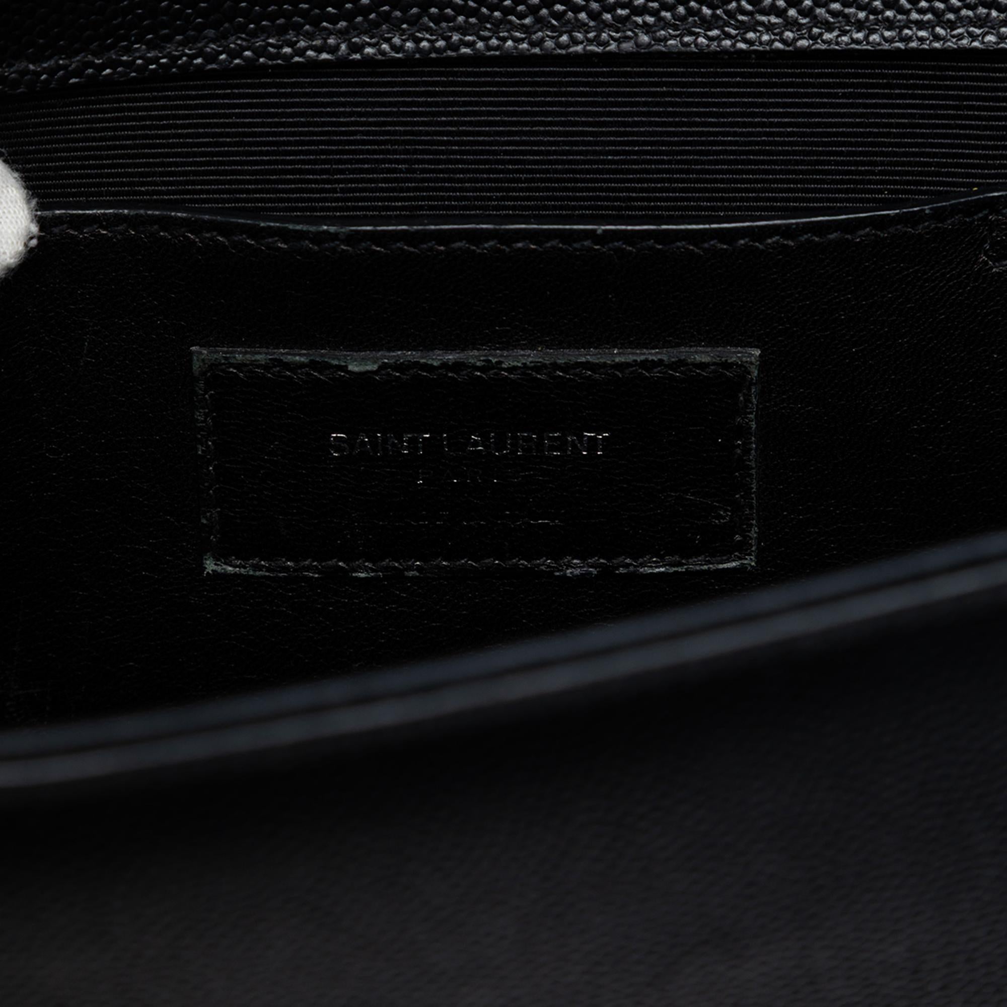 Saint Laurent Medium Grain De Poudre Monogram Monochrome Kate Crossbody