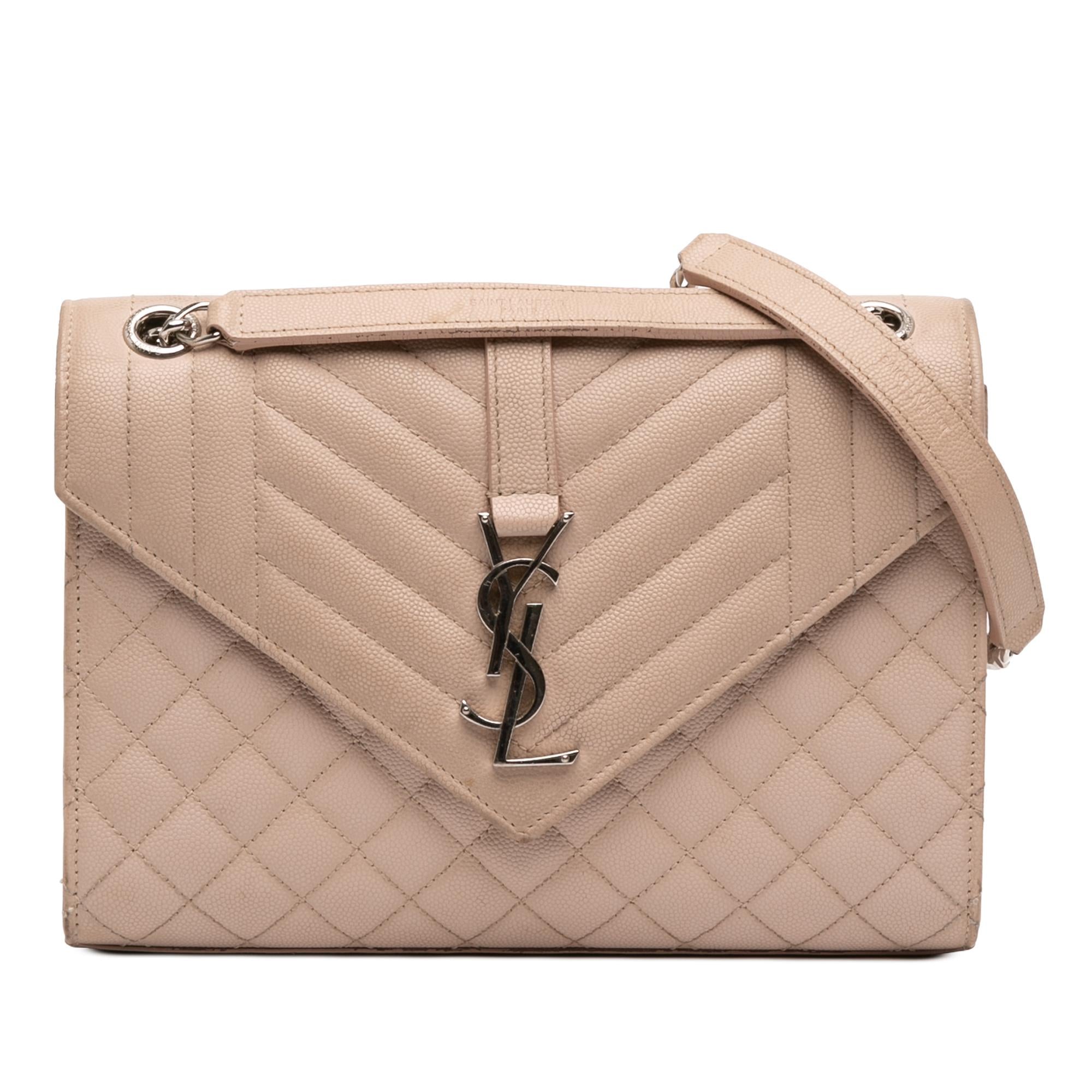 Saint Laurent Medium Grain De Poudre Triquilt Monogram Envelope Bag