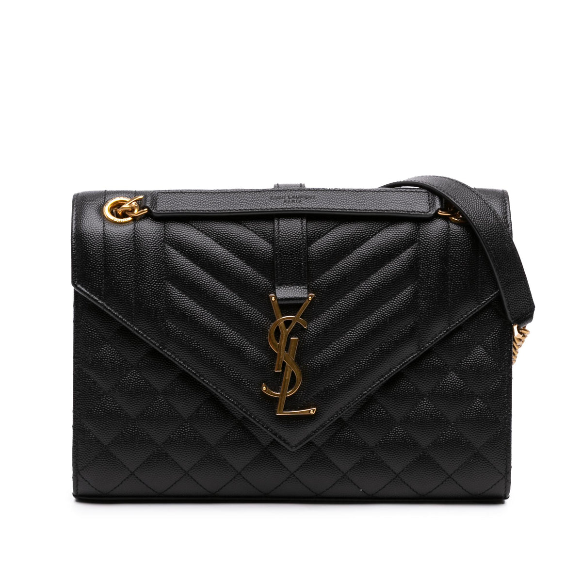 Saint Laurent Medium Grain De Poudre Triquilt Monogram Envelope Bag