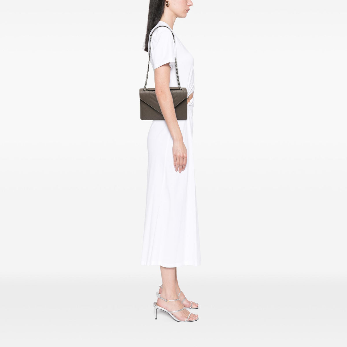 Saint Laurent Medium Grain De Poudre Triquilt Monogram Envelope Bag