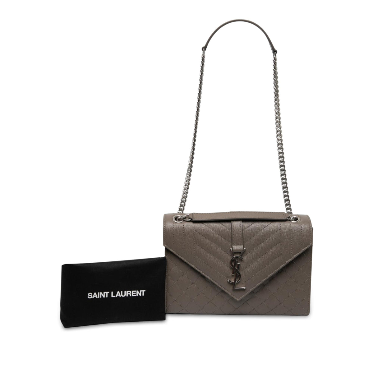 Saint Laurent Medium Grain De Poudre Triquilt Monogram Envelope Bag