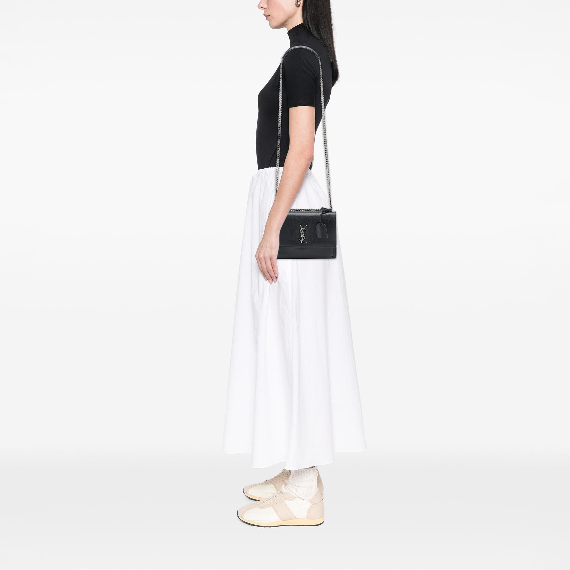 Saint Laurent Medium Grained Calfskin Monogram Sunset Crossbody