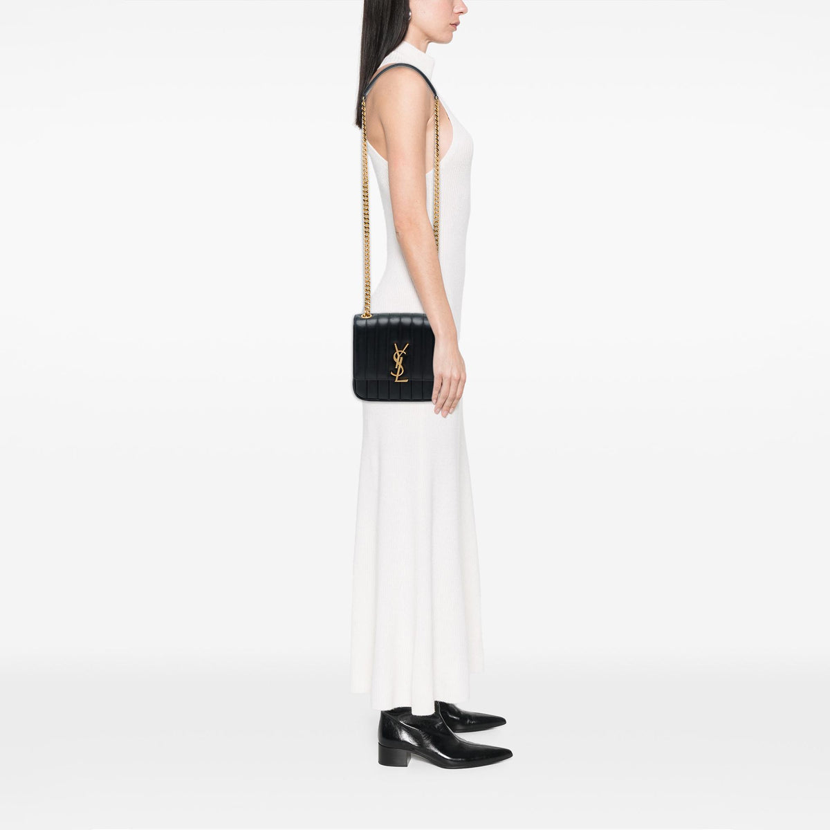 Saint Laurent Medium Lambskin Monogram Vicky Chain Bag