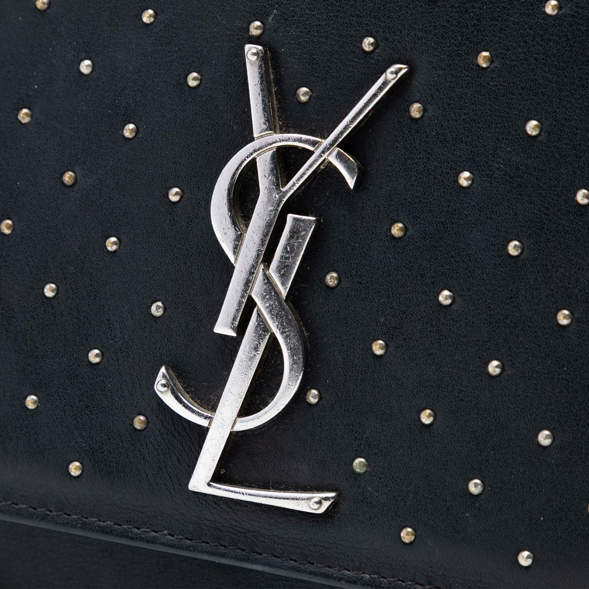 Saint Laurent Medium Leather Studded Monogram Kate Crossbody