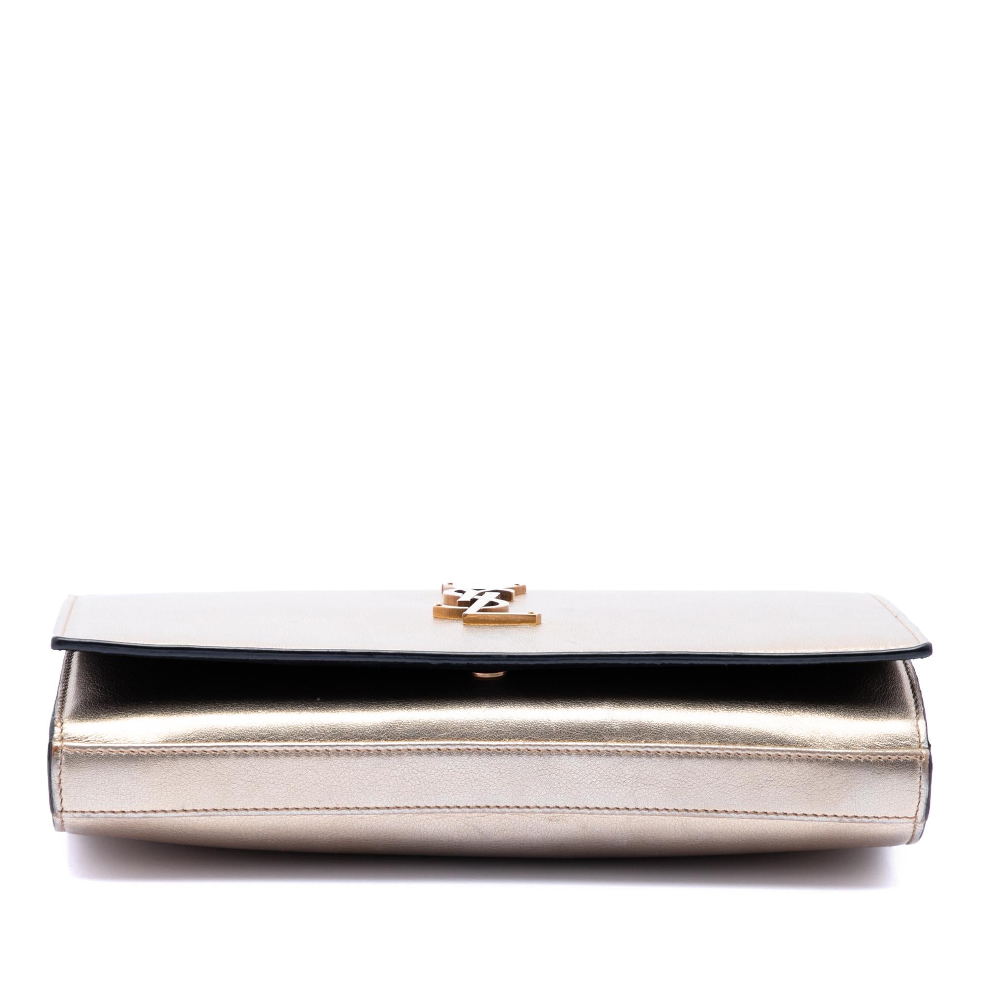 Saint Laurent Medium Metallic Calfskin Monogram Kate Crossbody