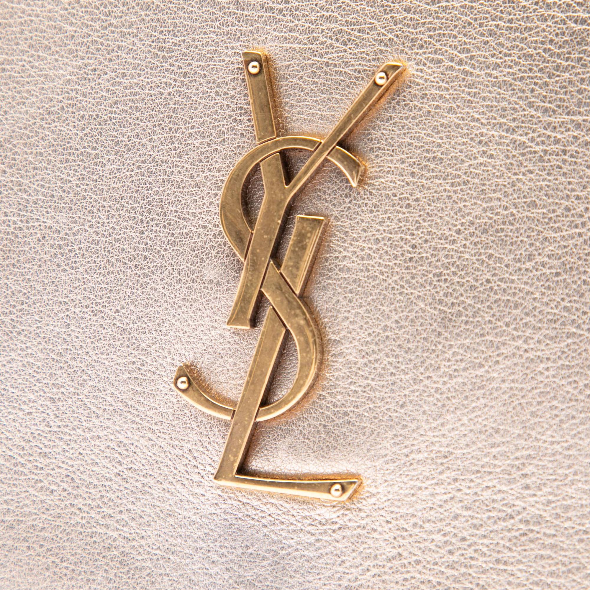 Saint Laurent Medium Metallic Calfskin Monogram Kate Crossbody