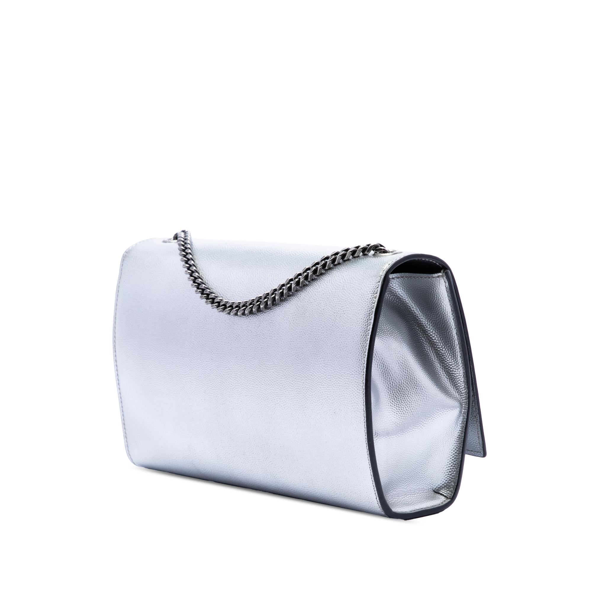 Saint Laurent Medium Metallic Grain De Poudre Monogram Kate Crossbody