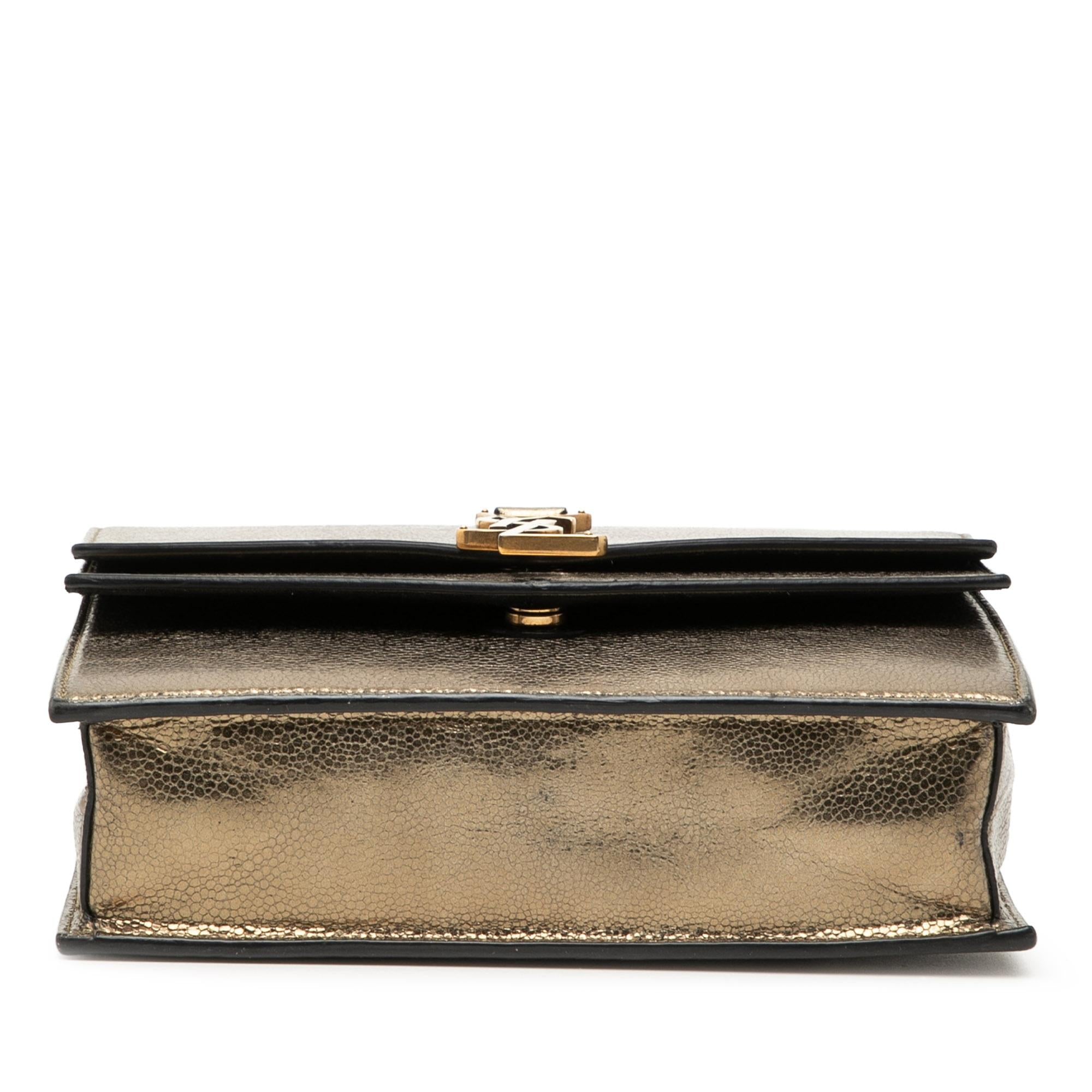 Saint Laurent Medium Metallic Leather Monogram Sulpice Crossbody