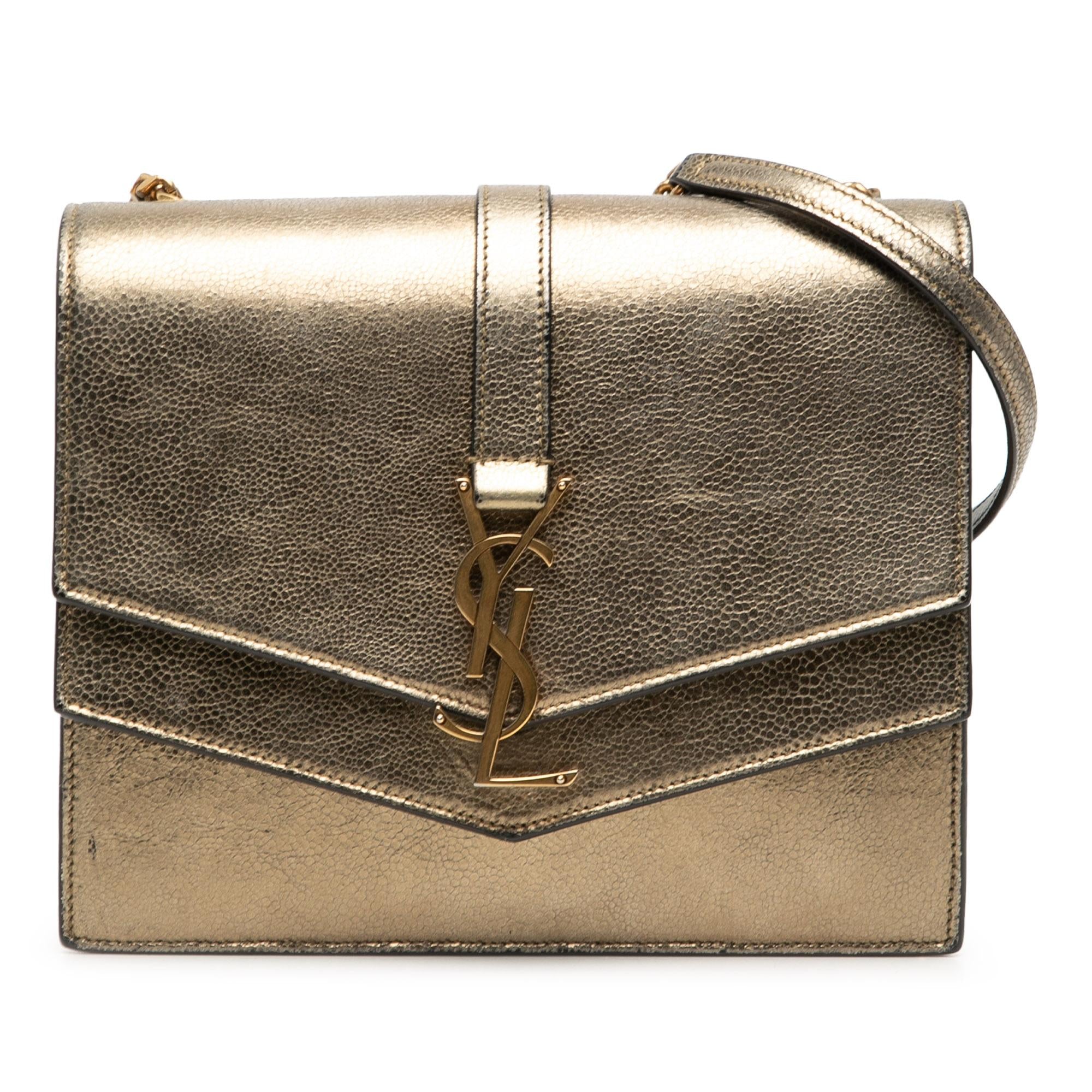 Saint Laurent Medium Metallic Leather Monogram Sulpice Crossbody