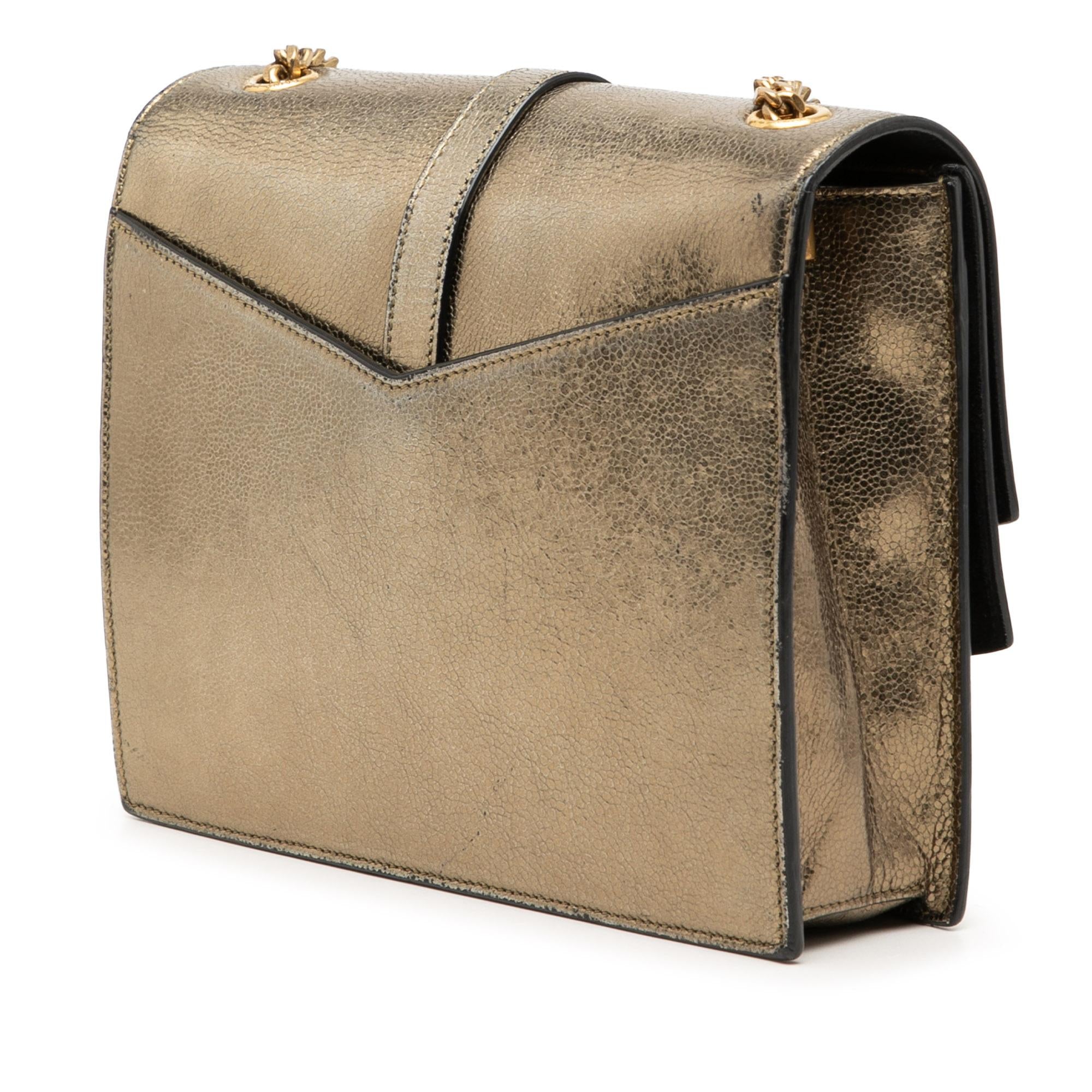 Saint Laurent Medium Metallic Leather Monogram Sulpice Crossbody