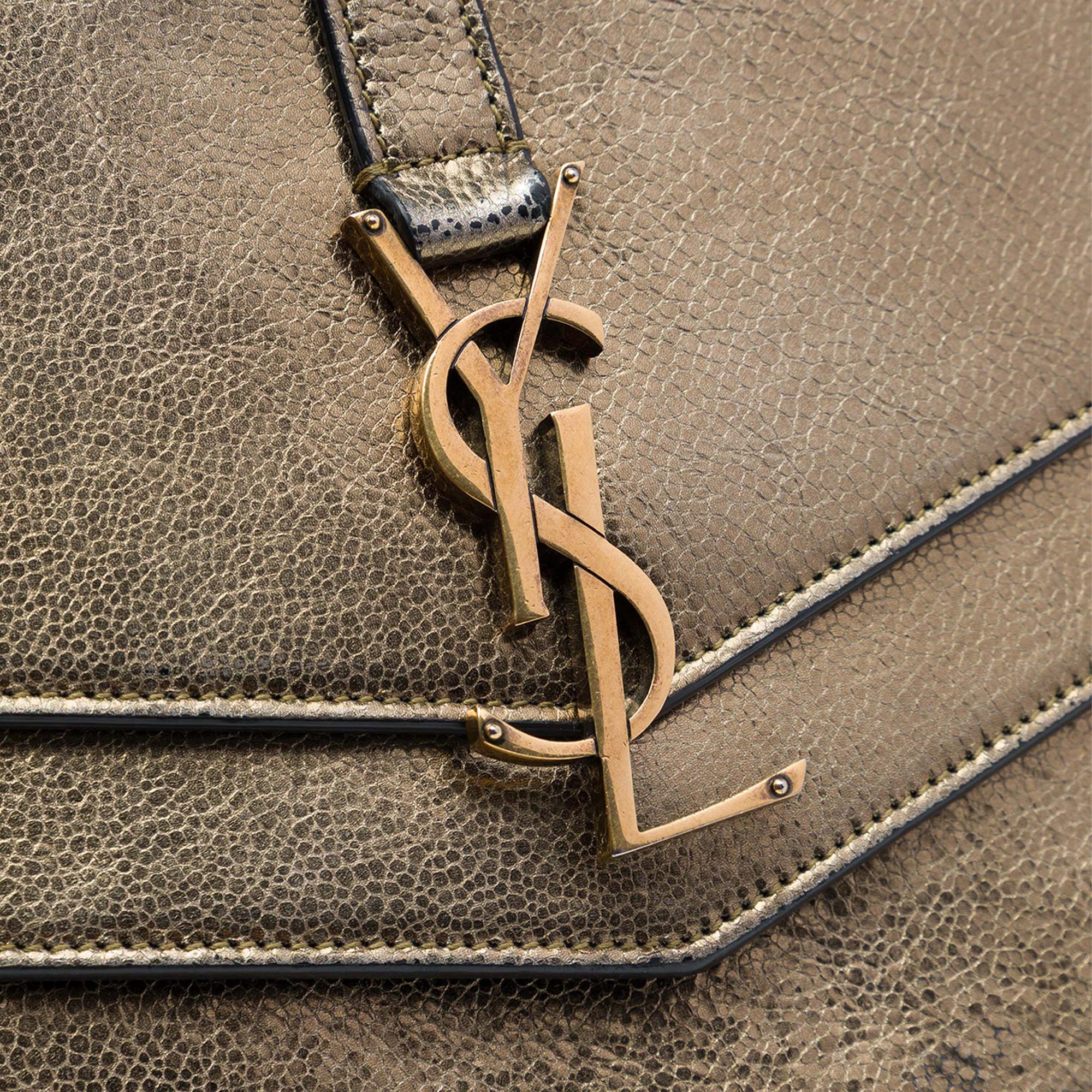 Saint Laurent Medium Metallic Leather Monogram Sulpice Crossbody