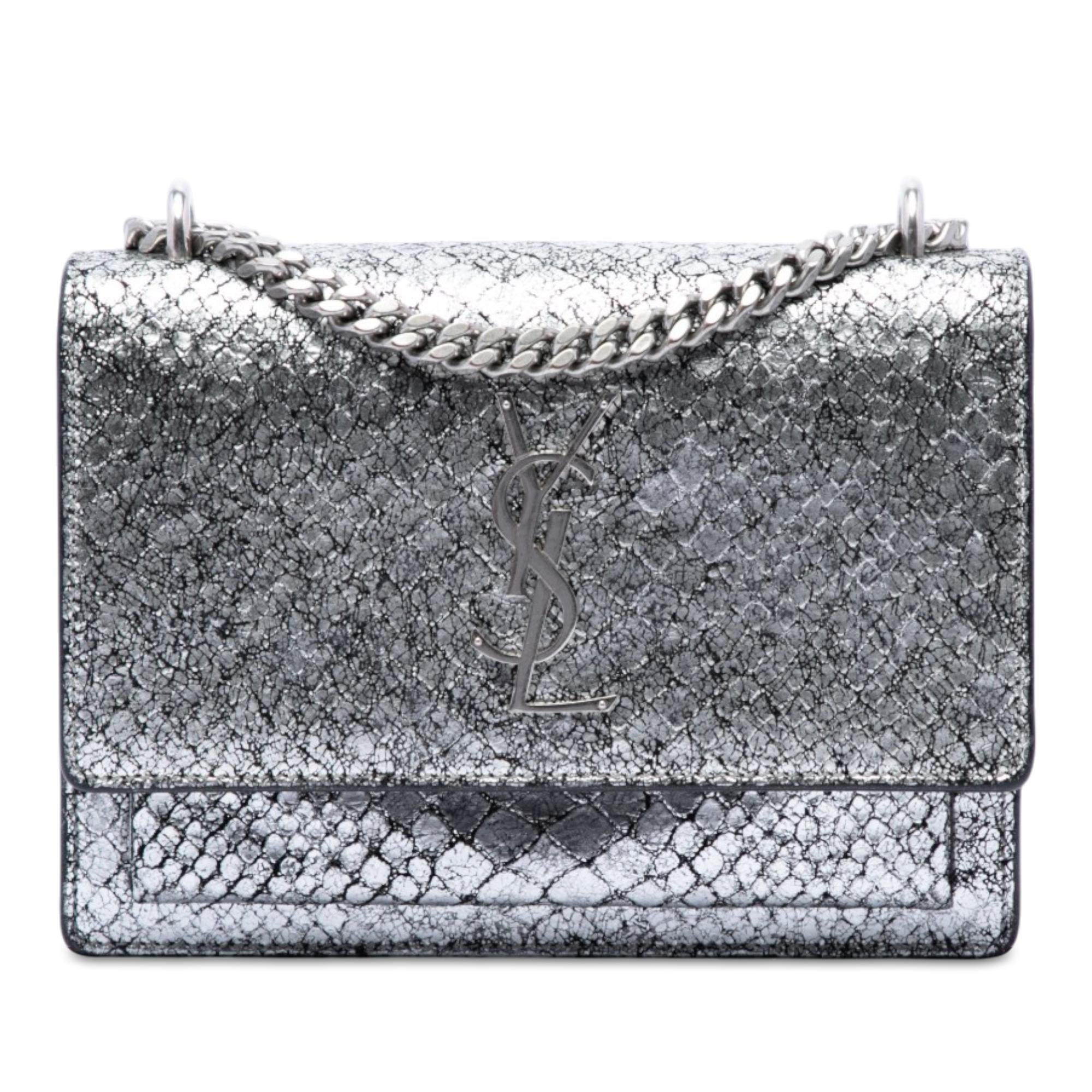 Saint Laurent Medium Python Embossed Leather Monogram Sunset Crossbody