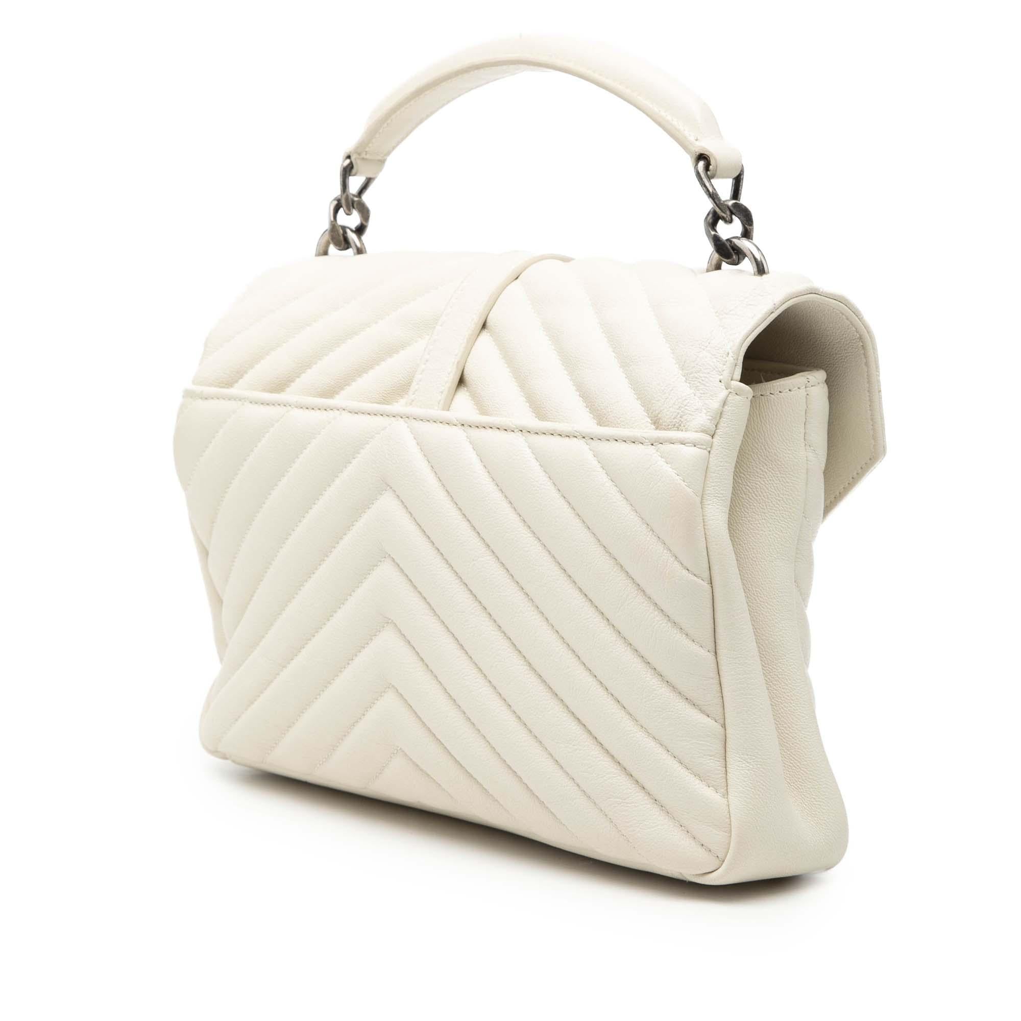 Saint Laurent Medium Quilted Chevron Sheepskin College Satchel