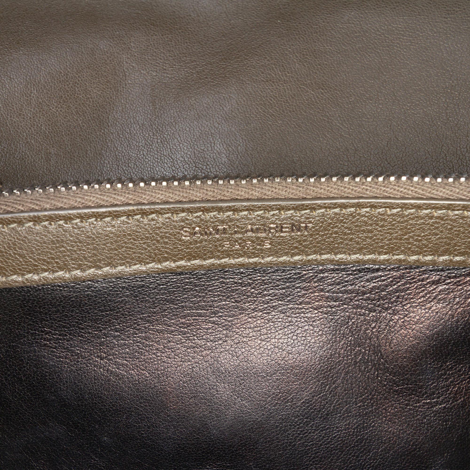 Saint Laurent Medium Quilted Chevron Sheepskin College Satchel
