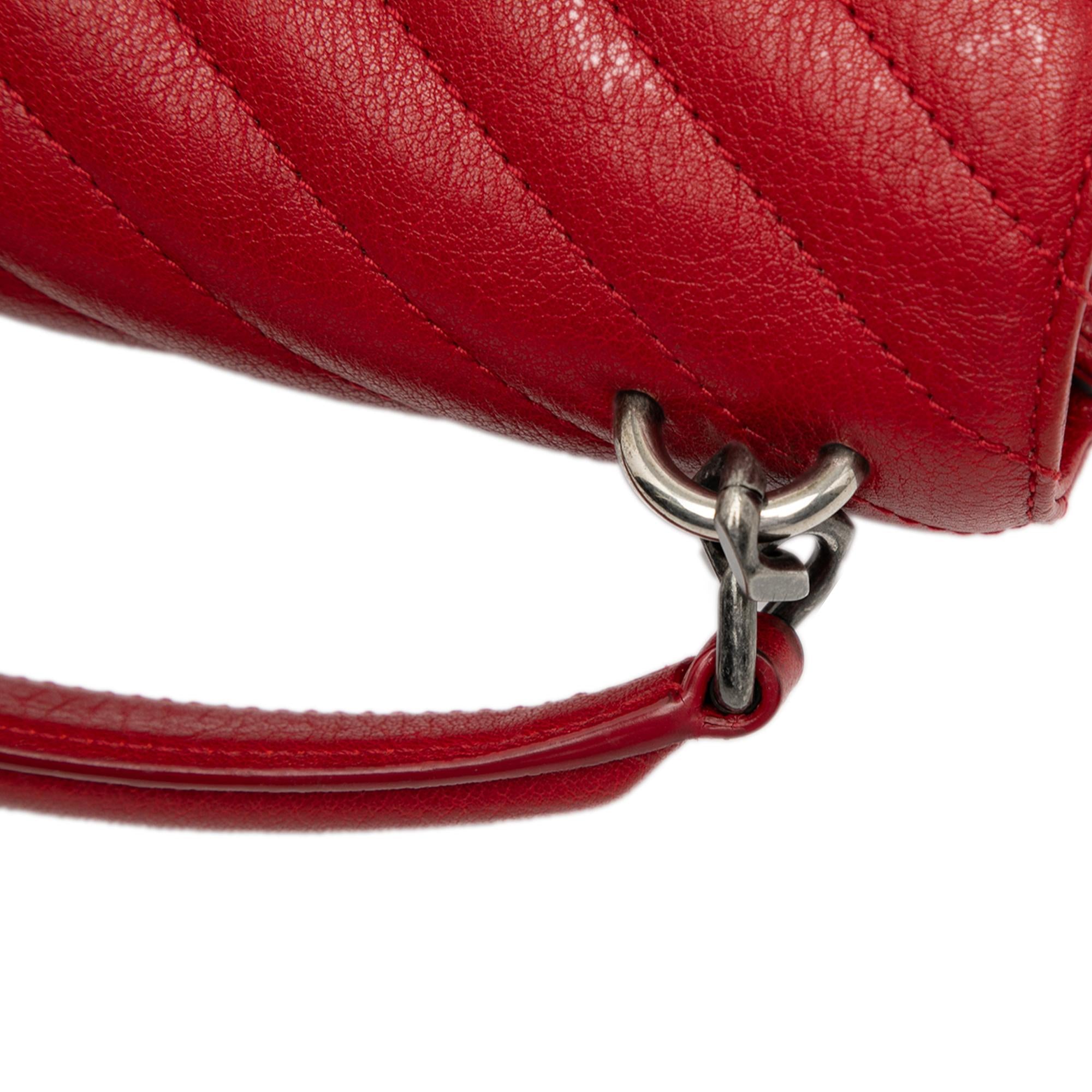 Saint Laurent Medium Quilted Chevron Sheepskin College Satchel