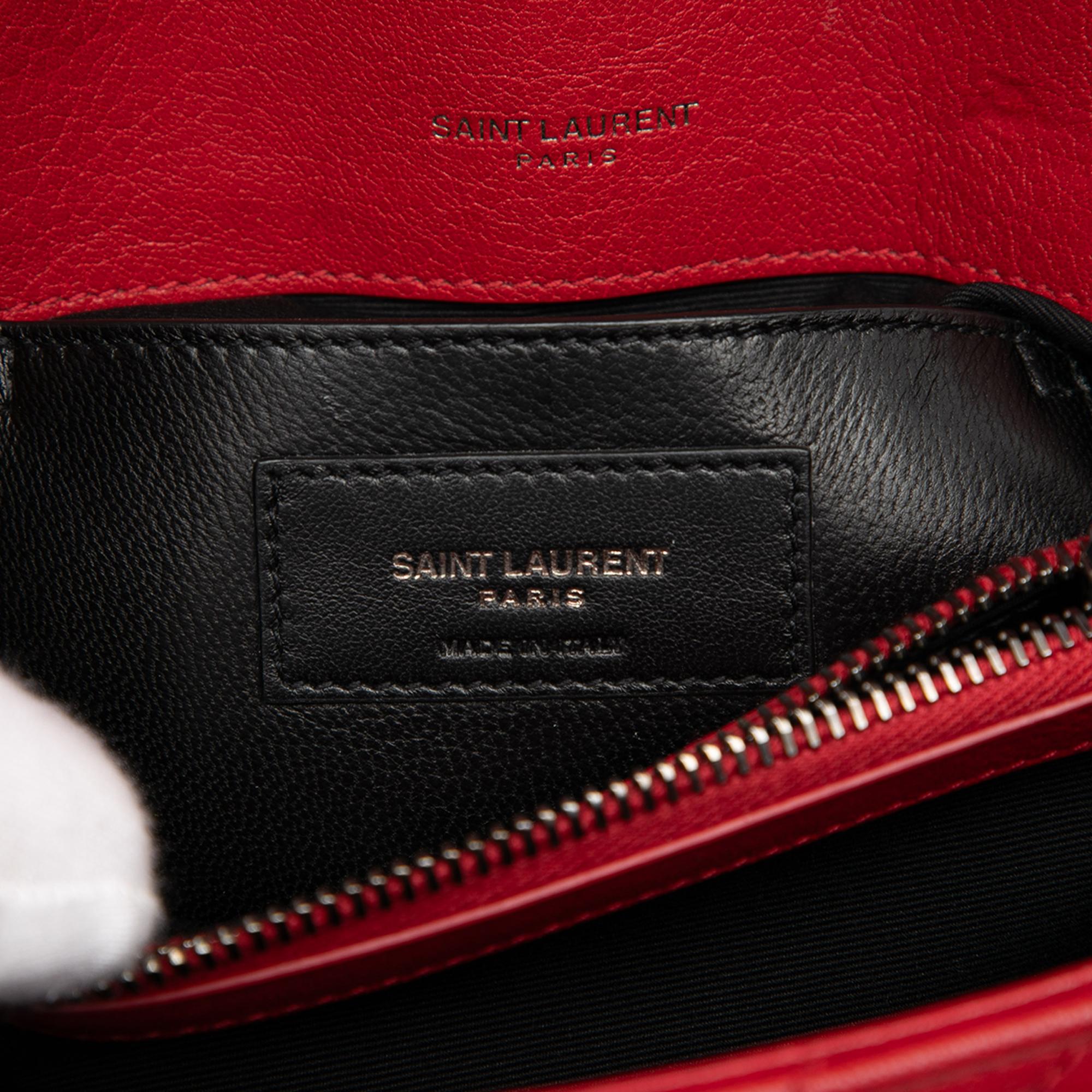 Saint Laurent Medium Quilted Chevron Sheepskin College Satchel