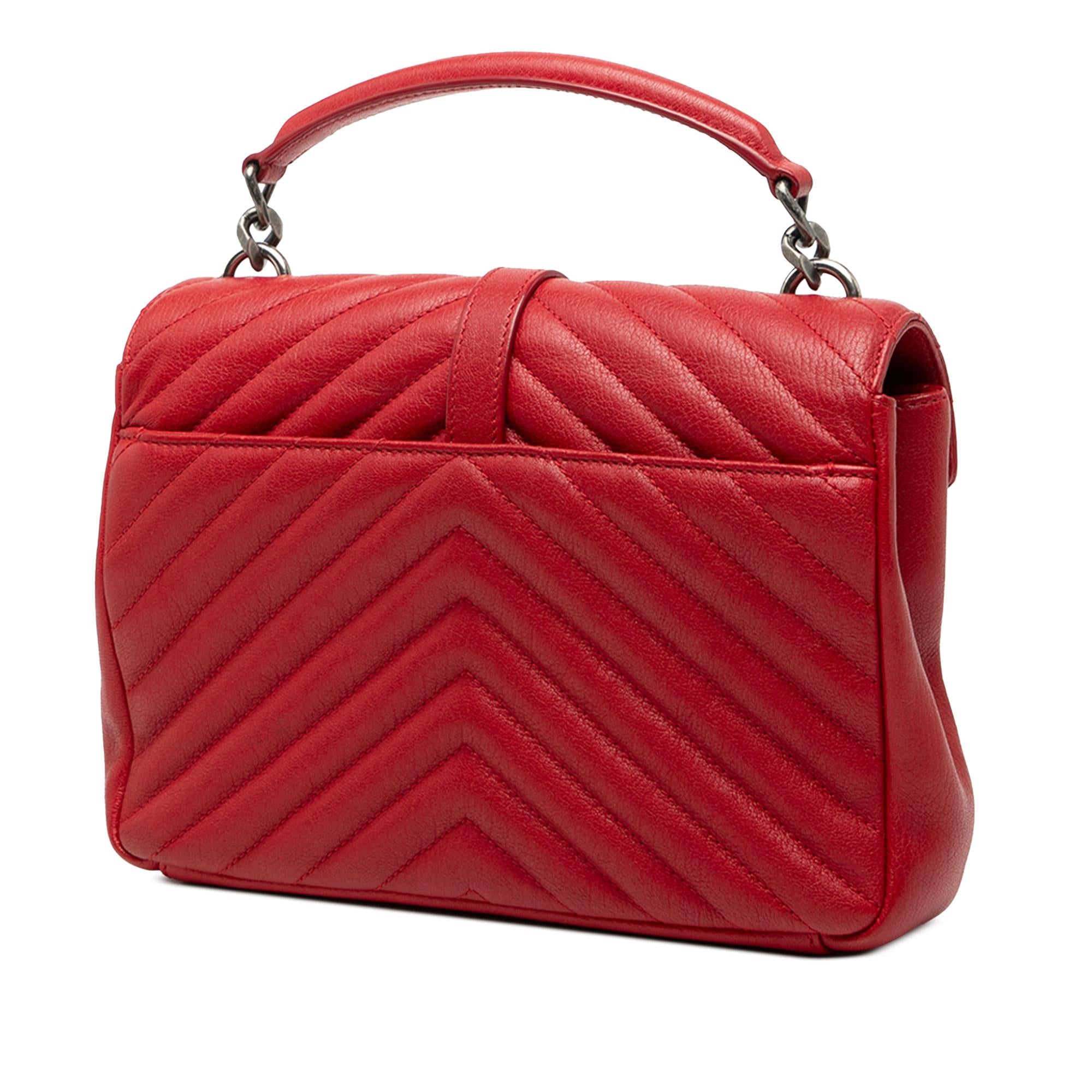 Saint Laurent Medium Quilted Chevron Sheepskin College Satchel