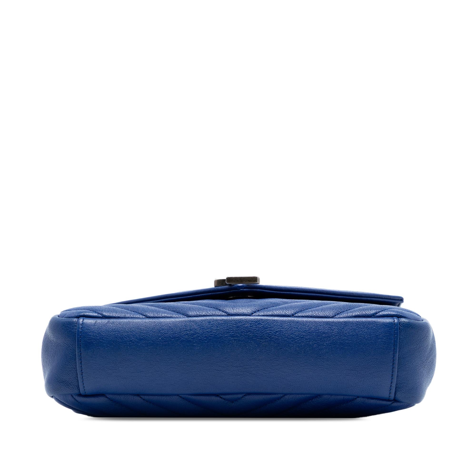 Saint Laurent Medium Quilted Chevron Sheepskin College Satchel