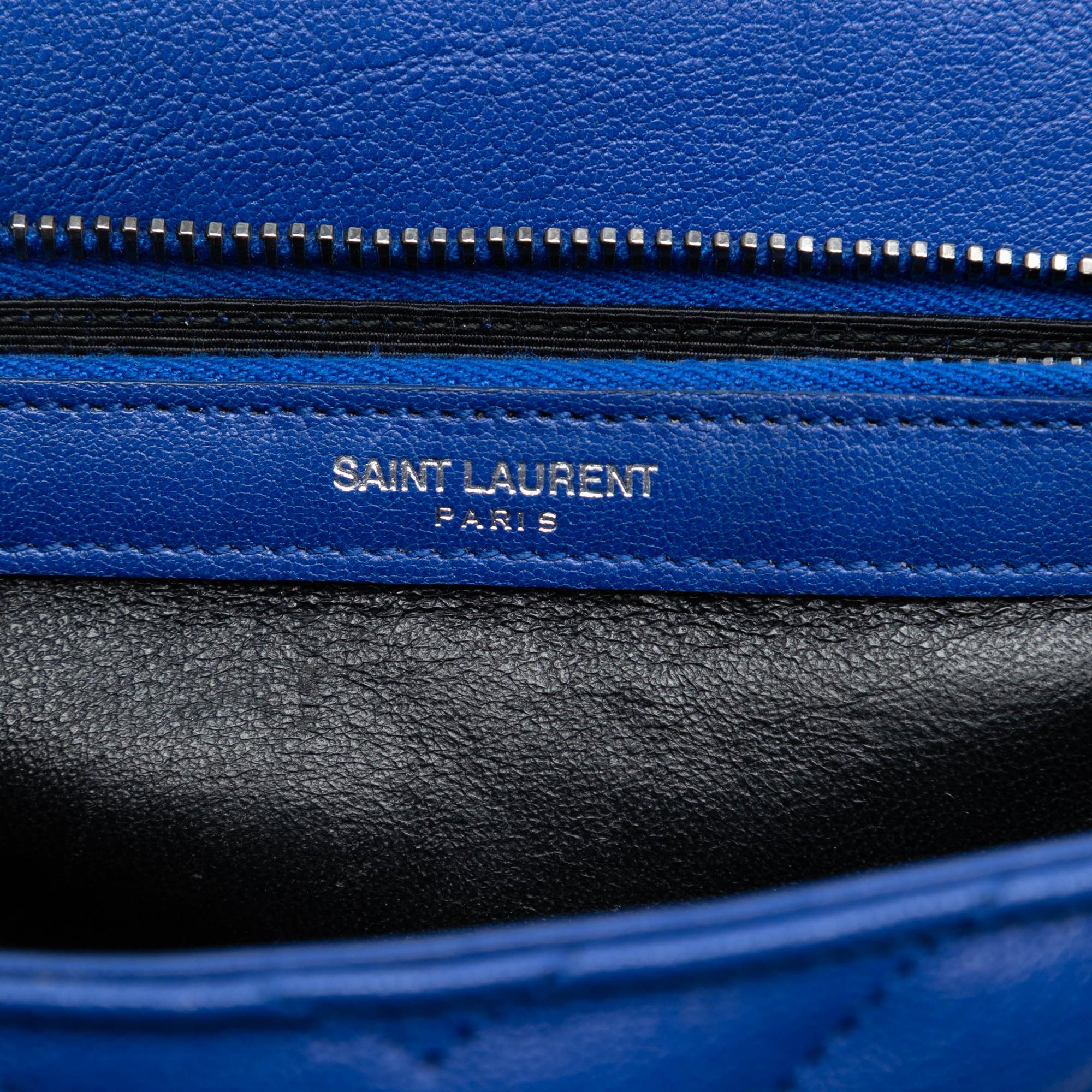 Saint Laurent Medium Quilted Chevron Sheepskin College Satchel