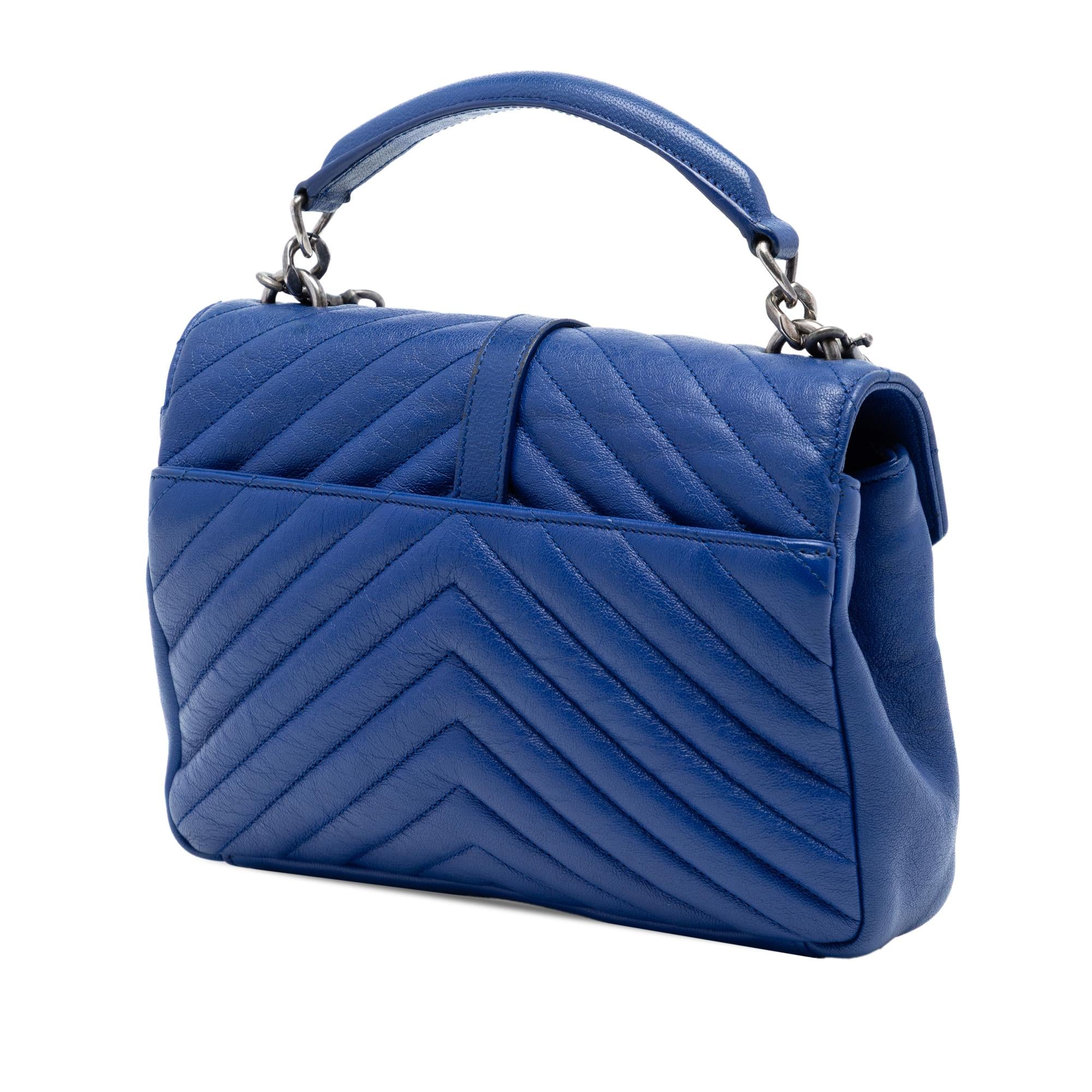 Saint Laurent Medium Quilted Chevron Sheepskin College Satchel