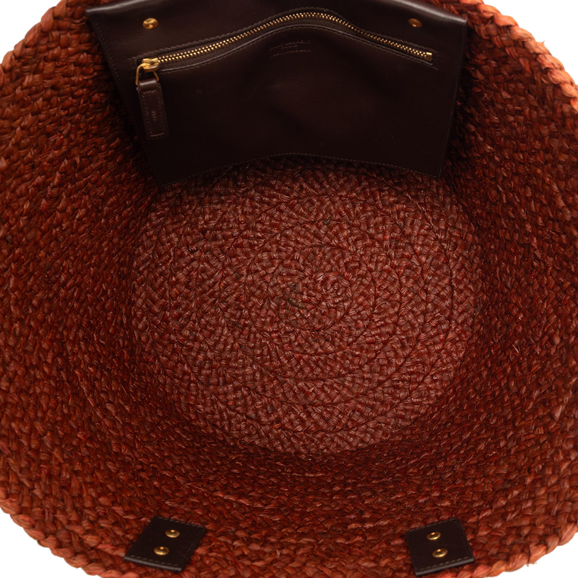 Saint Laurent Medium Raffia Panier Basket Shopper Tote