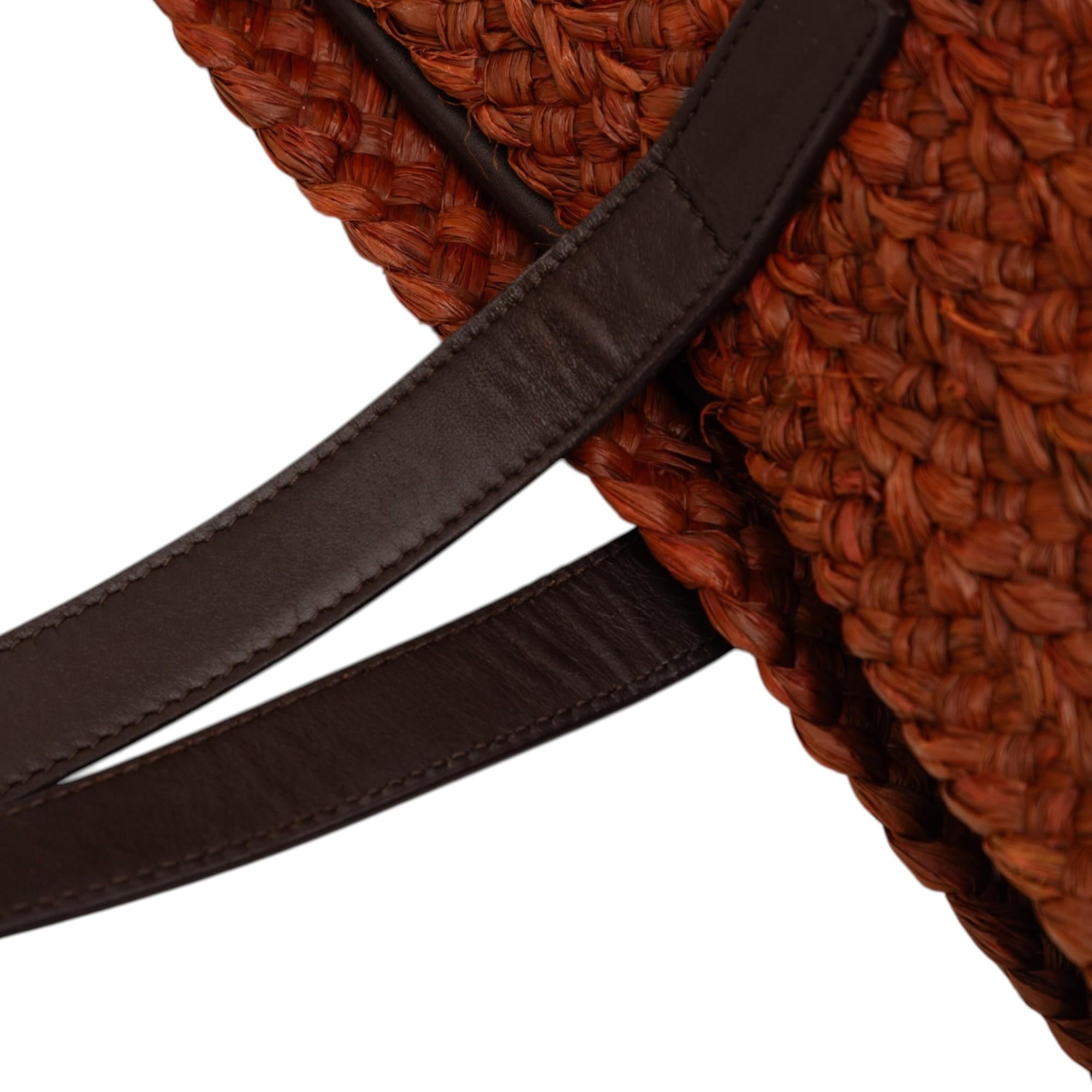 Saint Laurent Medium Raffia Panier Basket Shopper Tote