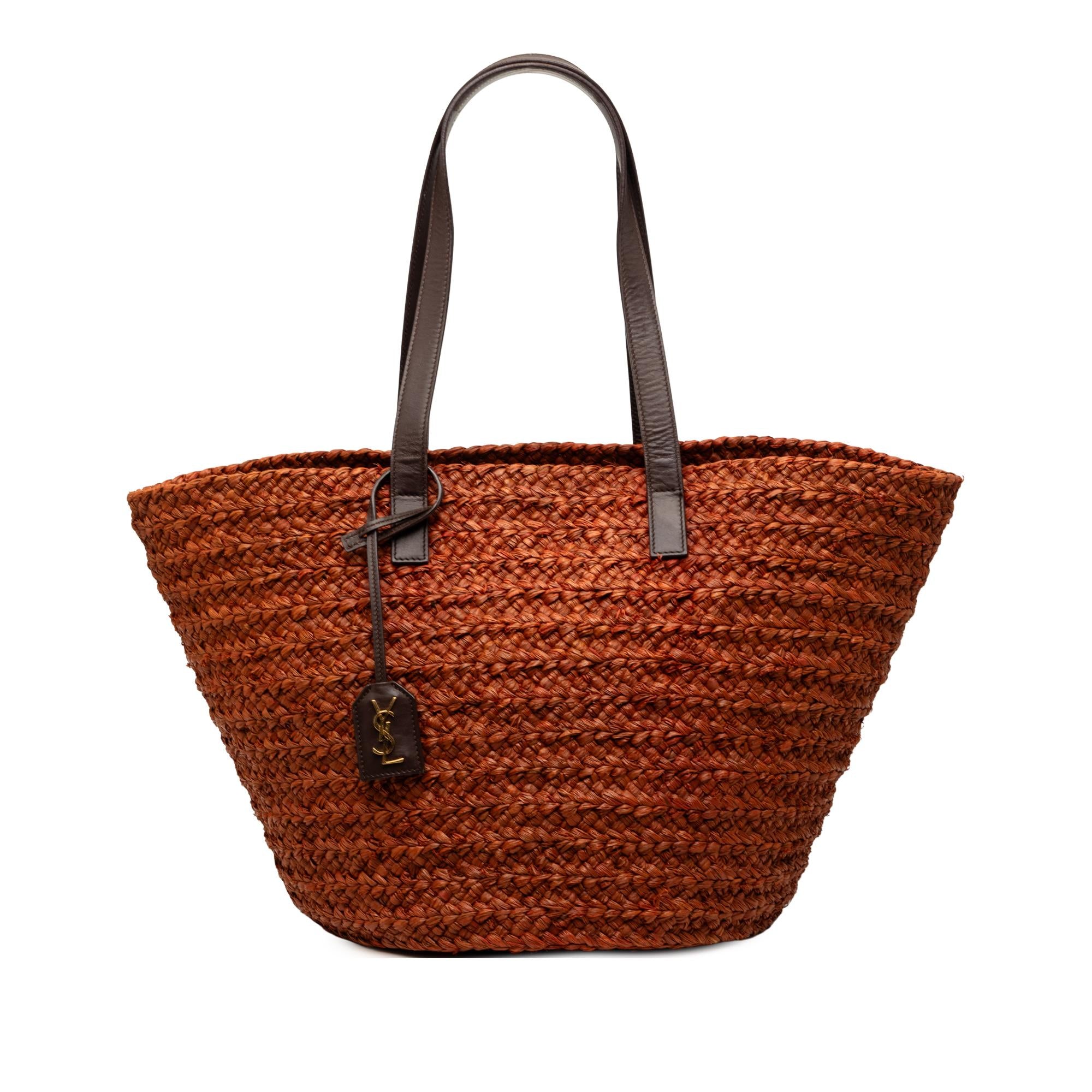 Saint Laurent Medium Raffia Panier Basket Shopper Tote