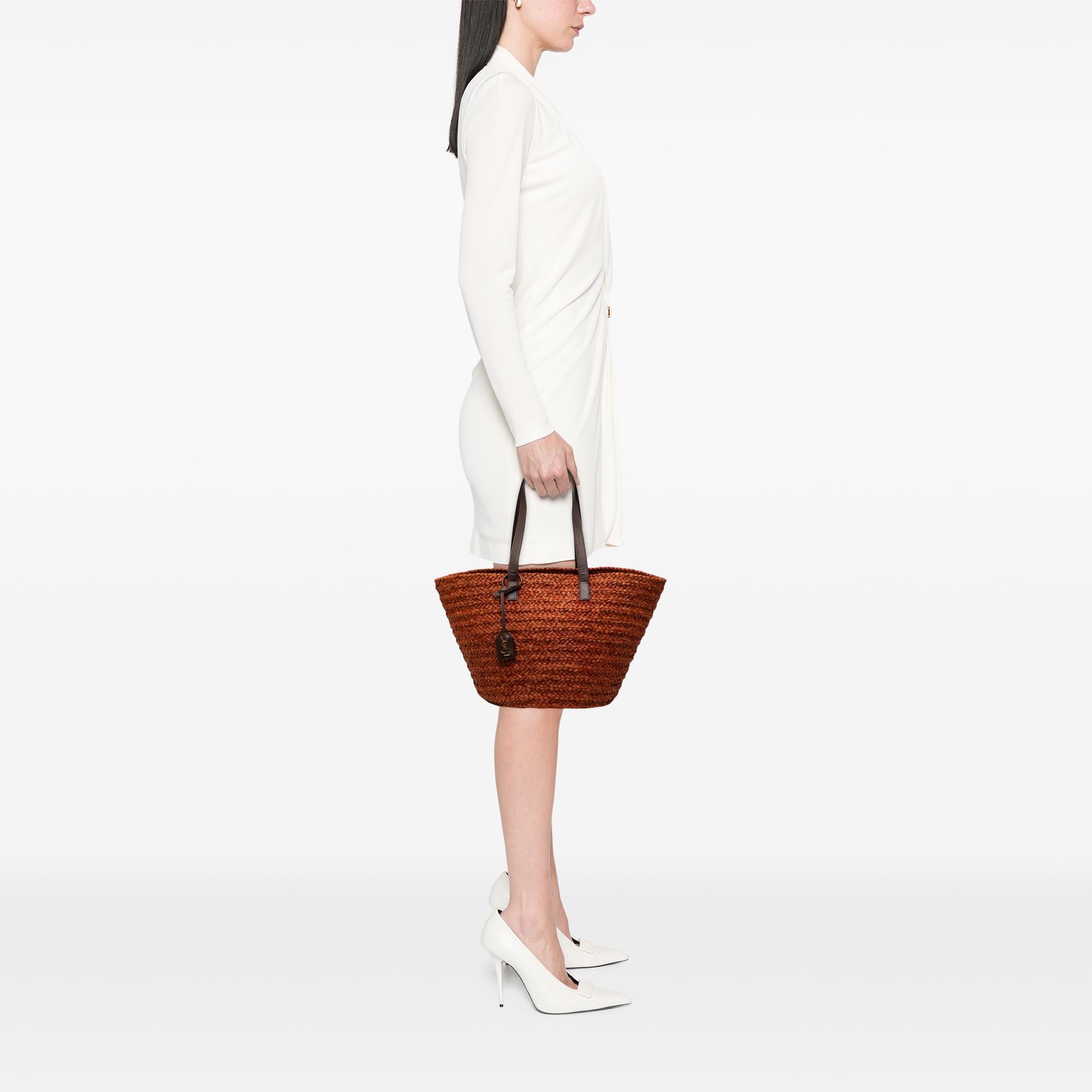 Saint Laurent Medium Raffia Panier Basket Shopper Tote