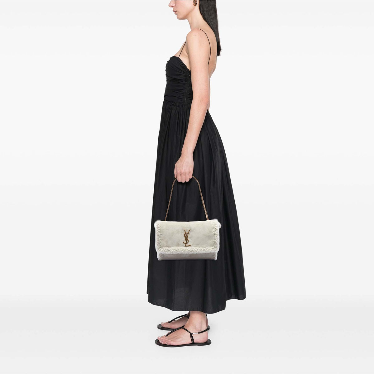 Saint Laurent Medium Shearling Monogram Kate Reversible Shoulder Bag