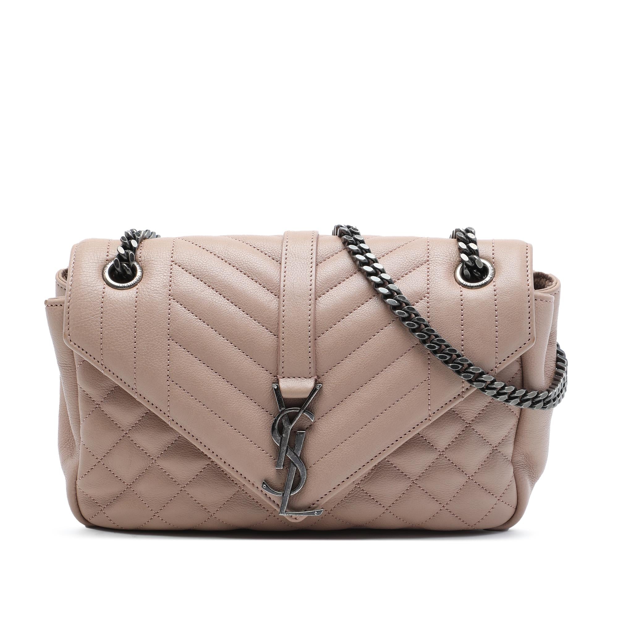 Saint Laurent Medium Sheepskin Triquilt Monogram College Bag