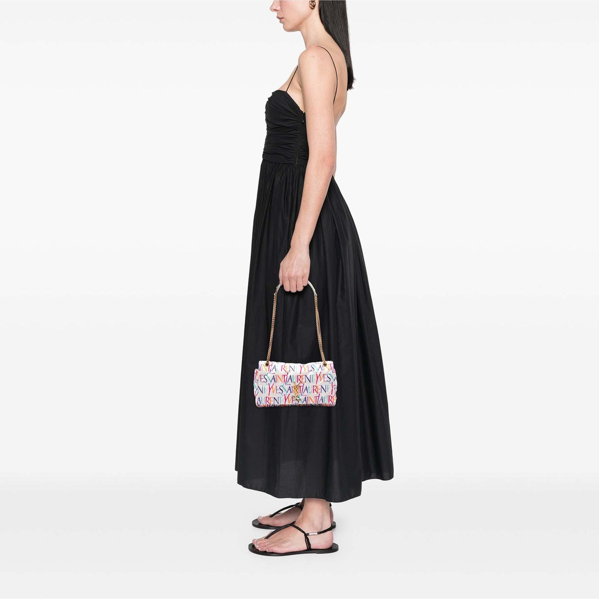 Saint Laurent Medium Silk Carre Rive Gauche Print Patchwork Jamie Shoulder Bag