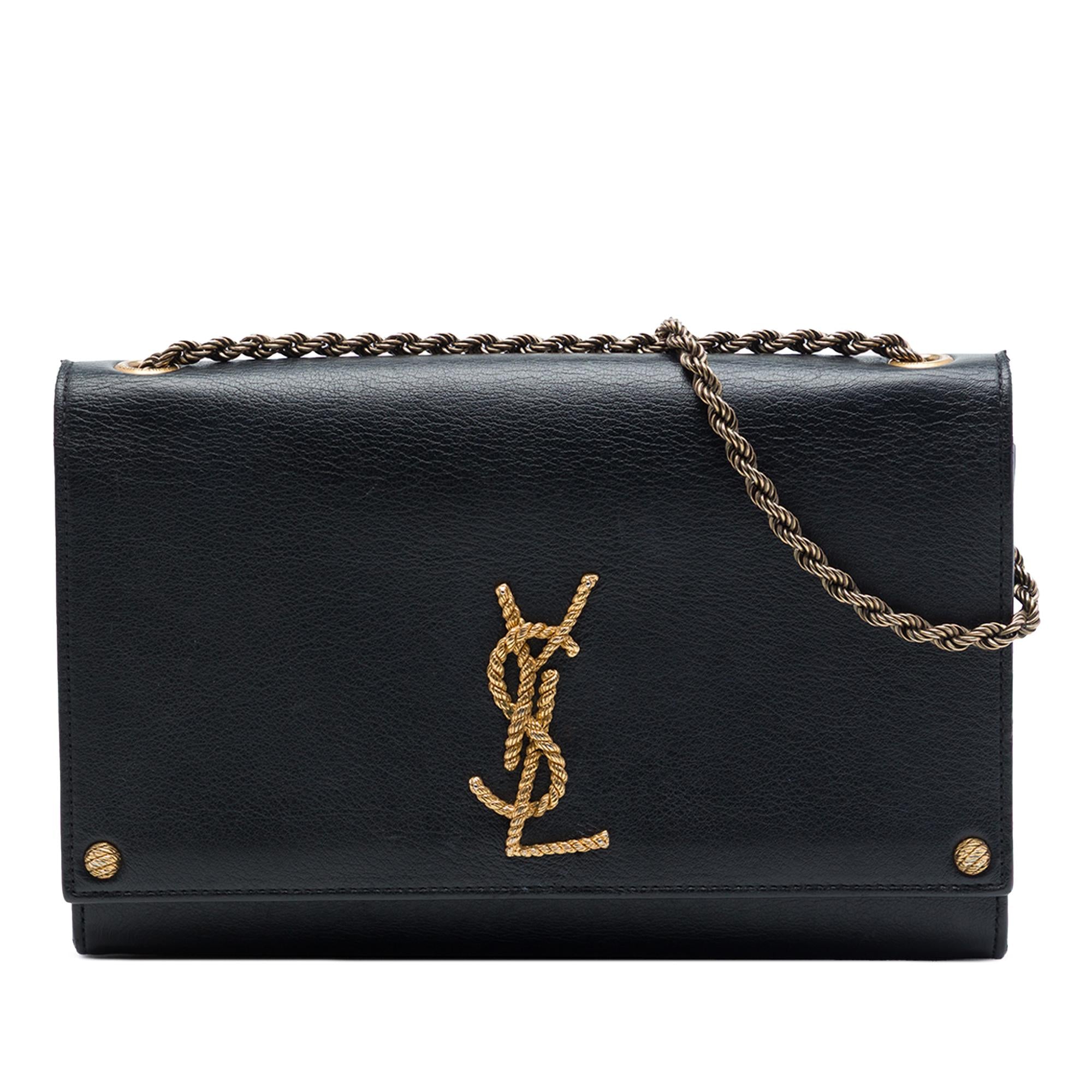 Saint Laurent Medium Smooth Calfskin Braided Monogram Kate Crossbody