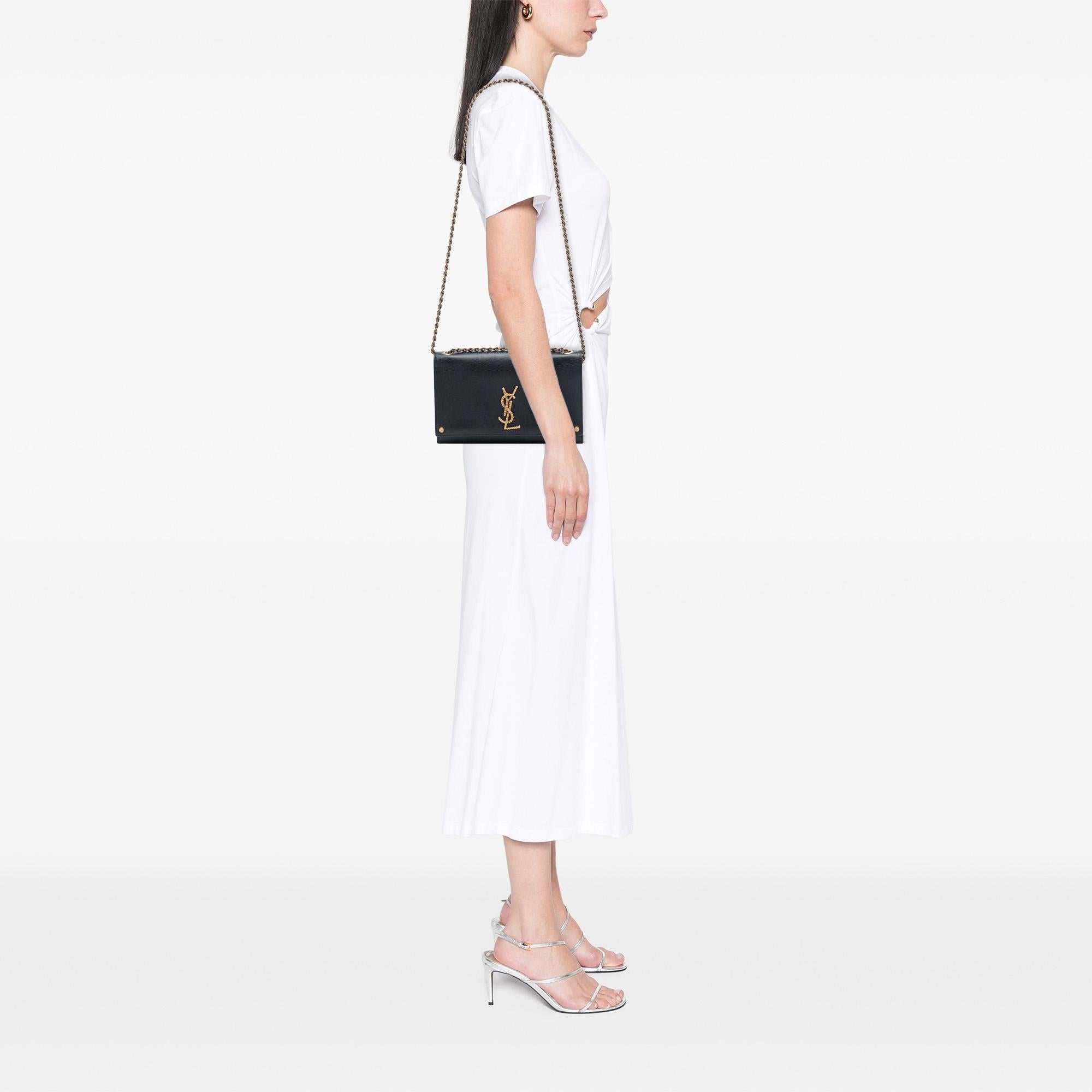Saint Laurent Medium Smooth Calfskin Braided Monogram Kate Crossbody