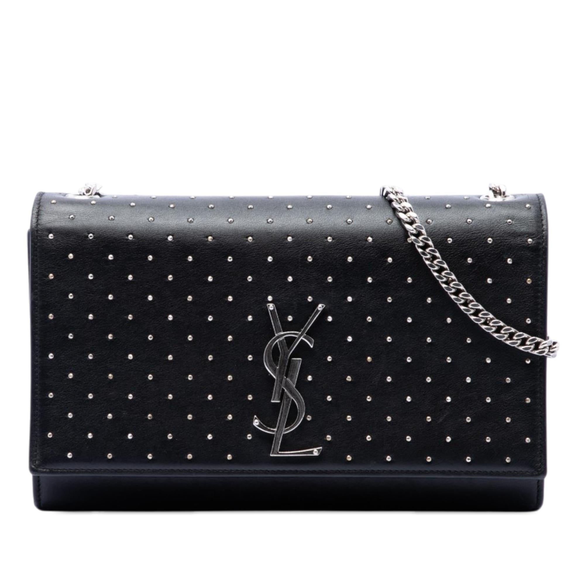 Saint Laurent Medium Studded Calfskin Monogram Kate Crossbody