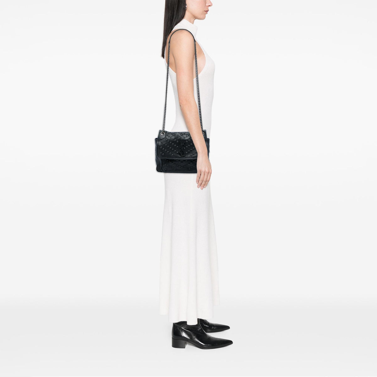 Saint Laurent Medium Studded Calfskin Niki