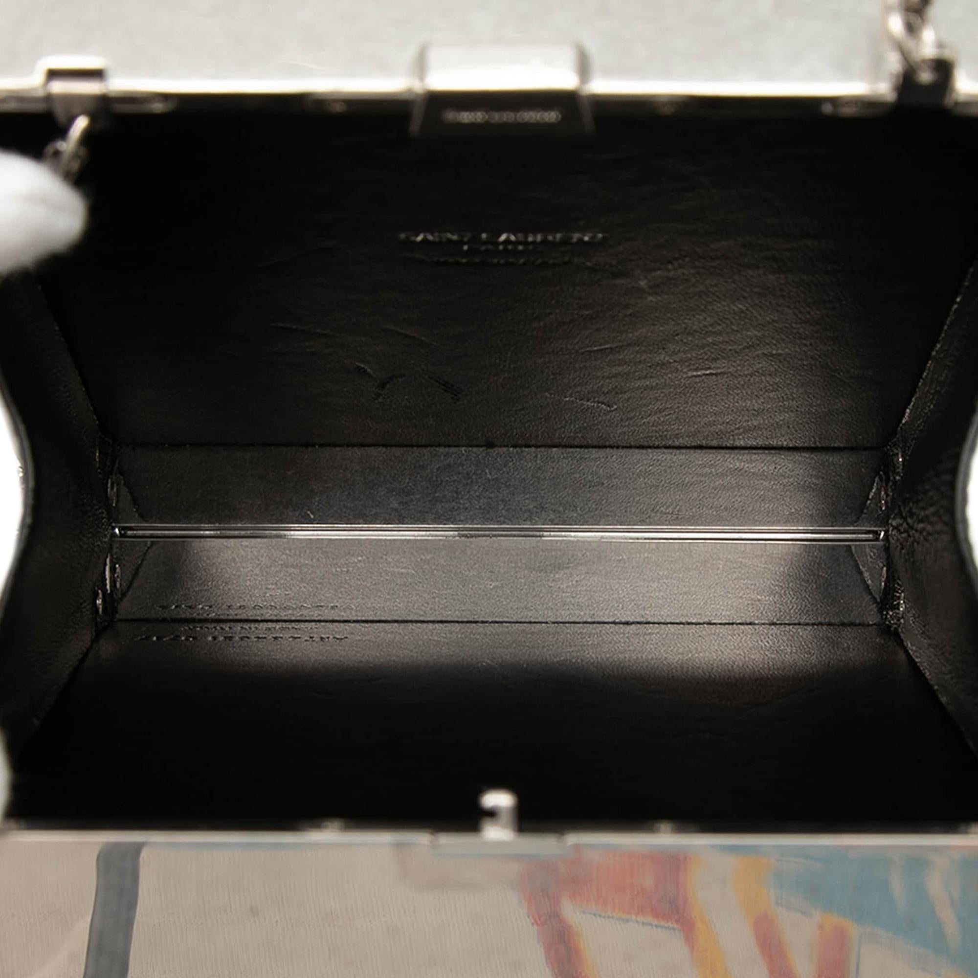 Saint Laurent Metal and Leather Tuxedo Box Star Clutch on Chain