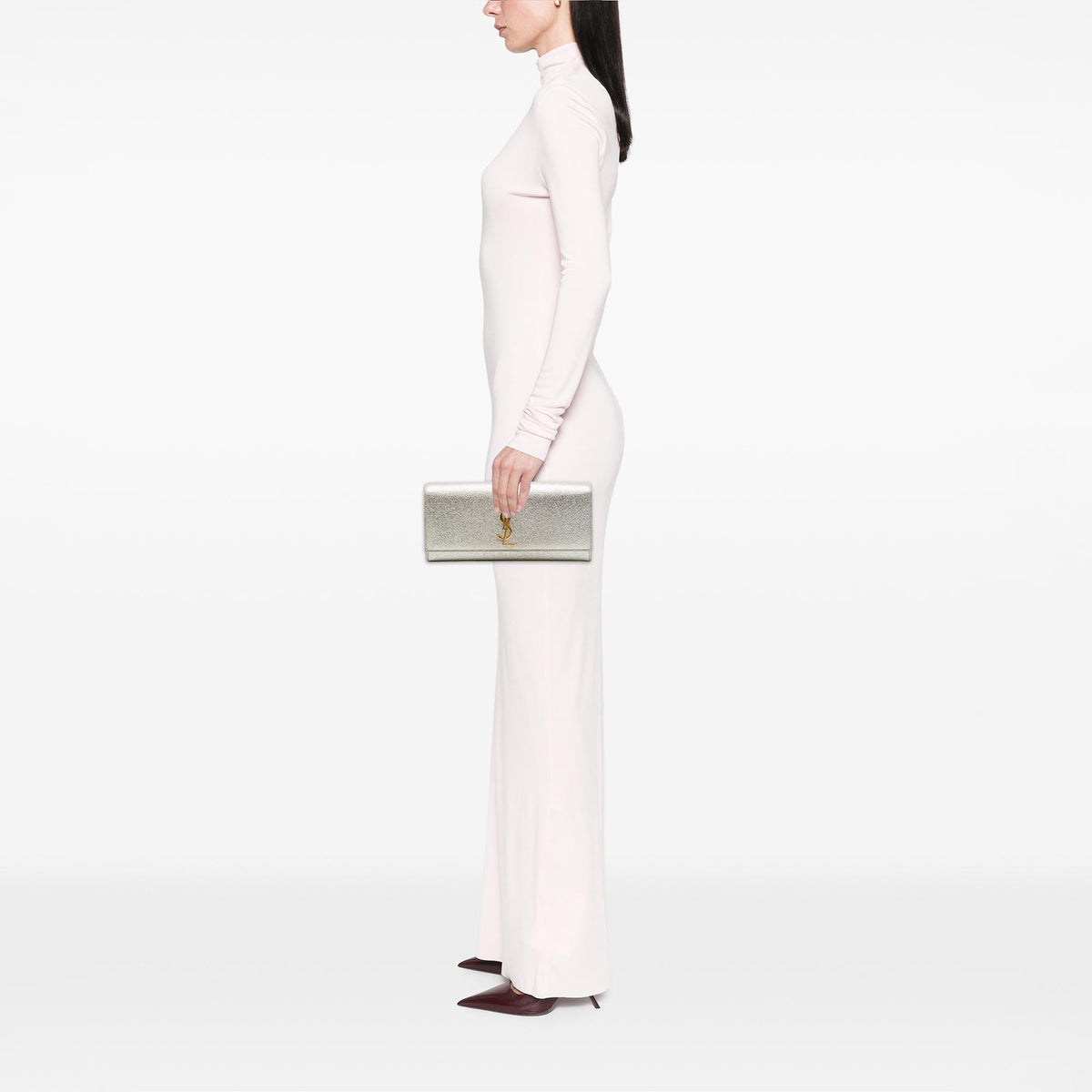 Saint Laurent Metallic Calfskin Cassandre Clutch