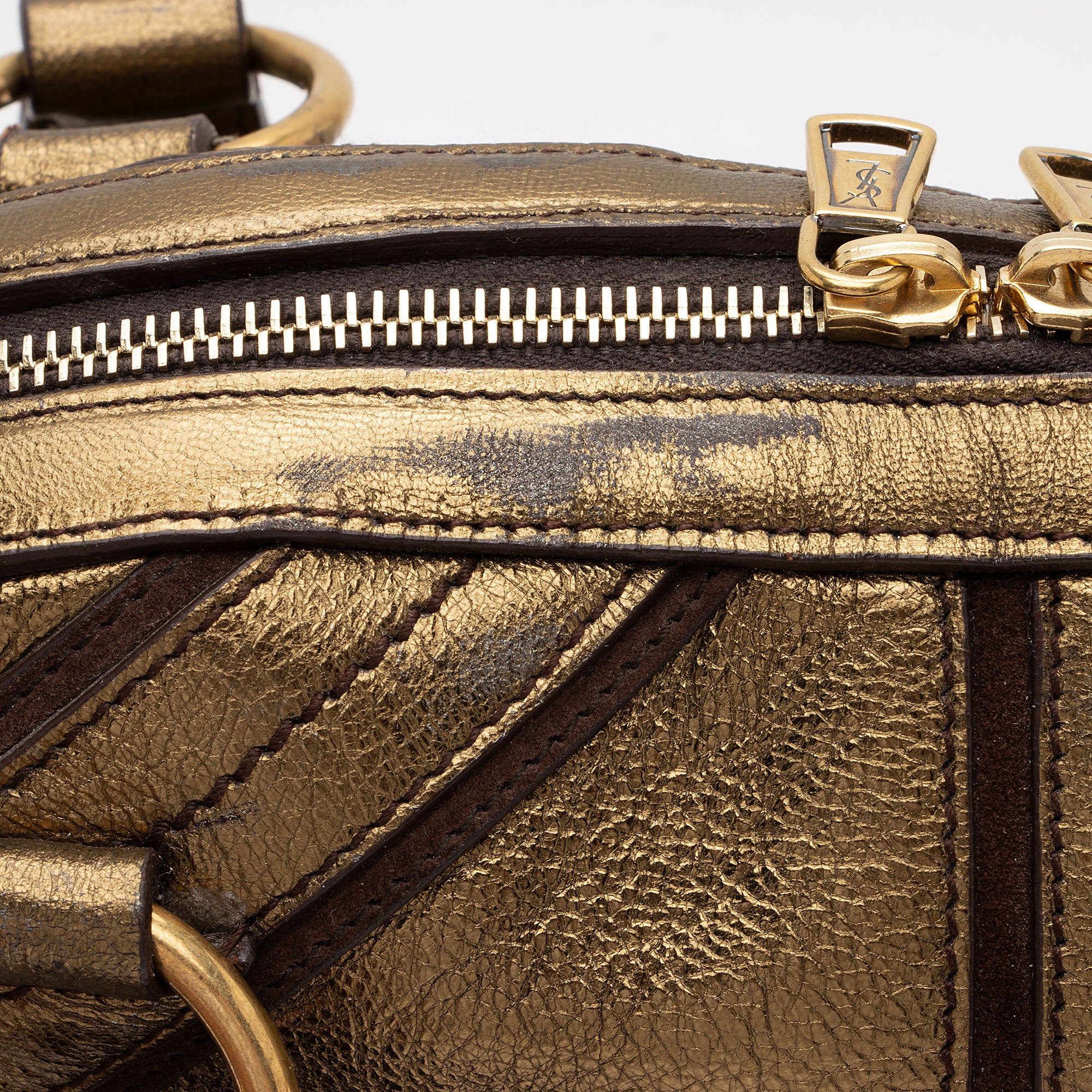 Saint Laurent Metallic Calfskin Muse Large Satchel (SHF-hk5NIK)