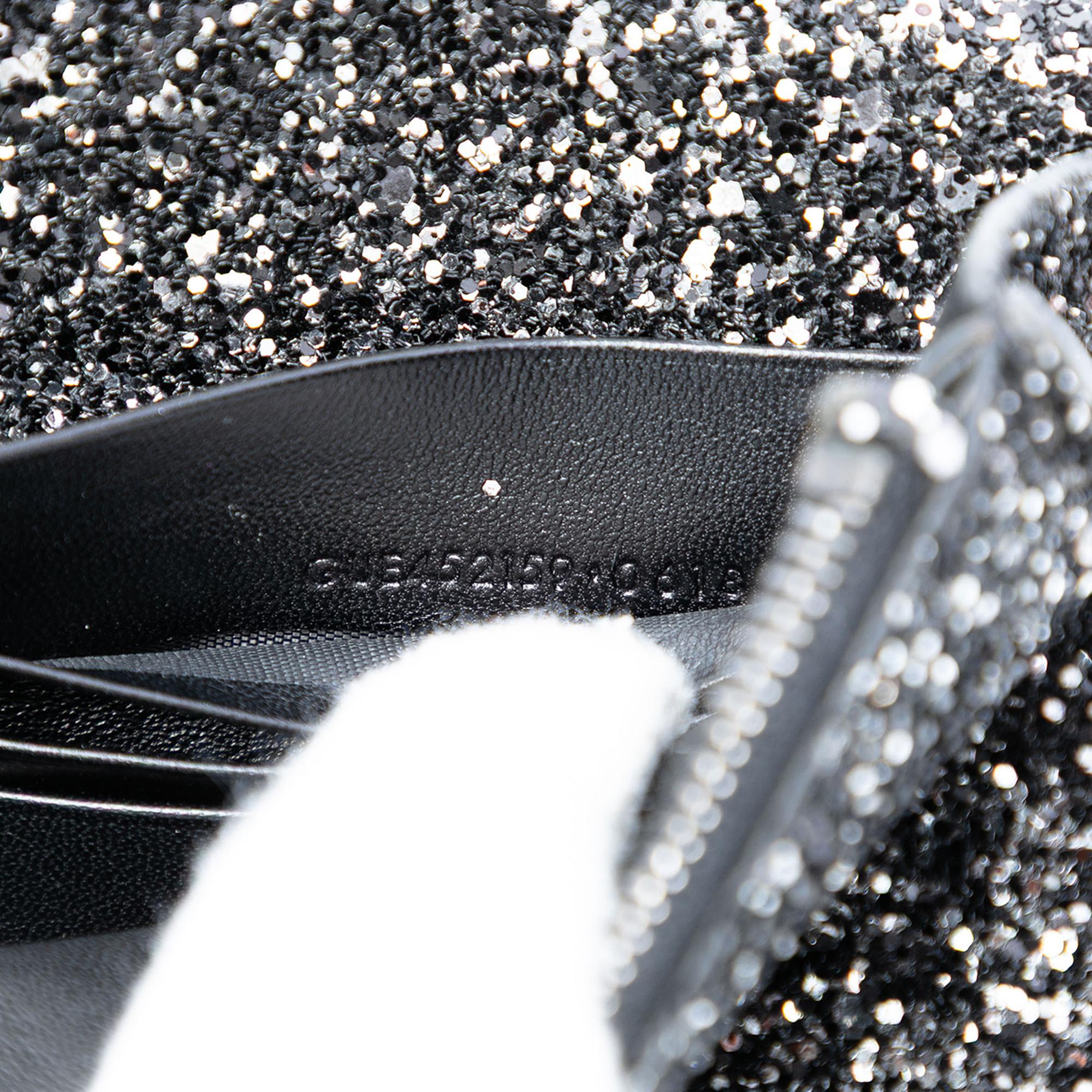Saint Laurent Metallic Glitter Monogram Kate Tassel Chain Wallet