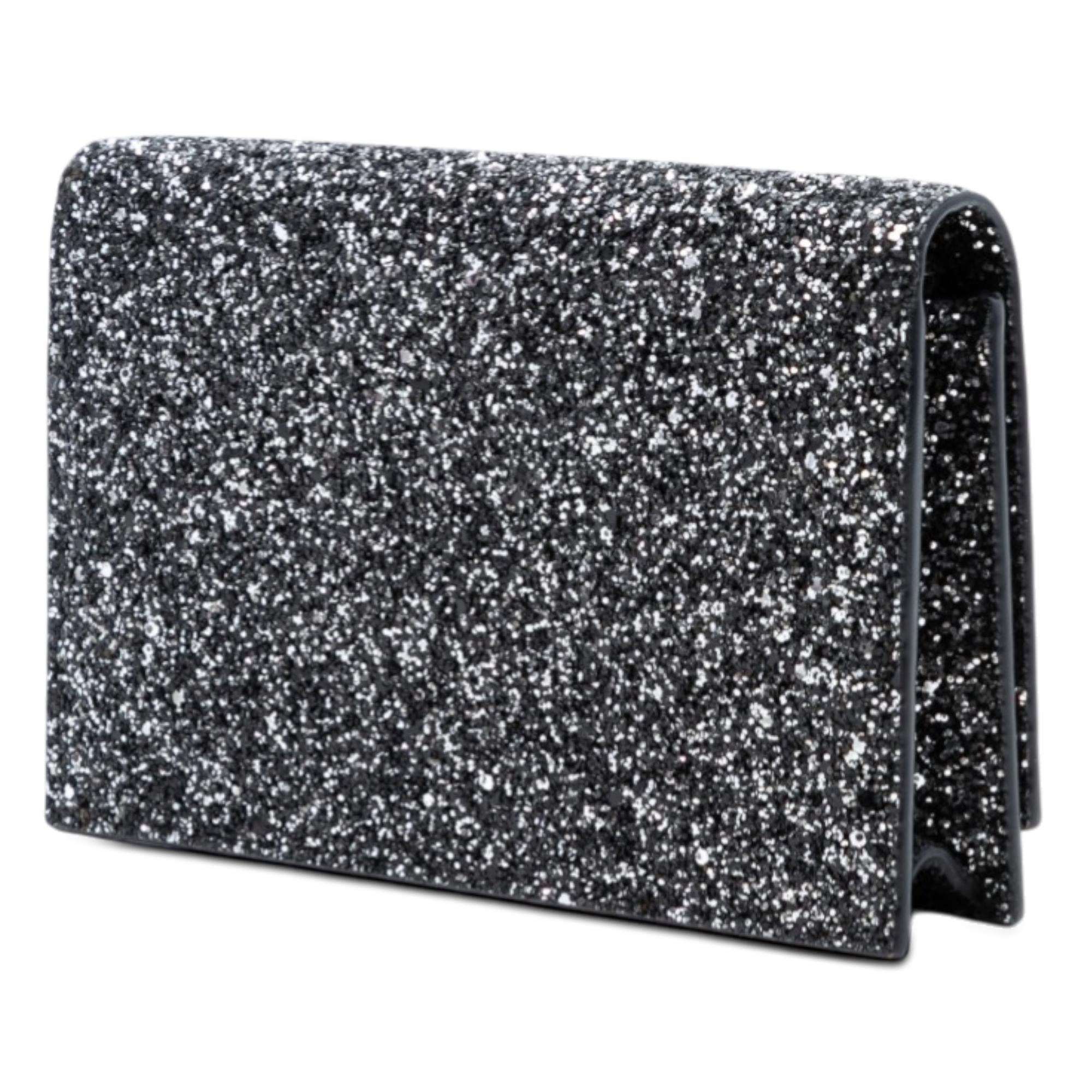 Saint Laurent Metallic Glitter Monogram Kate Tassel Chain Wallet
