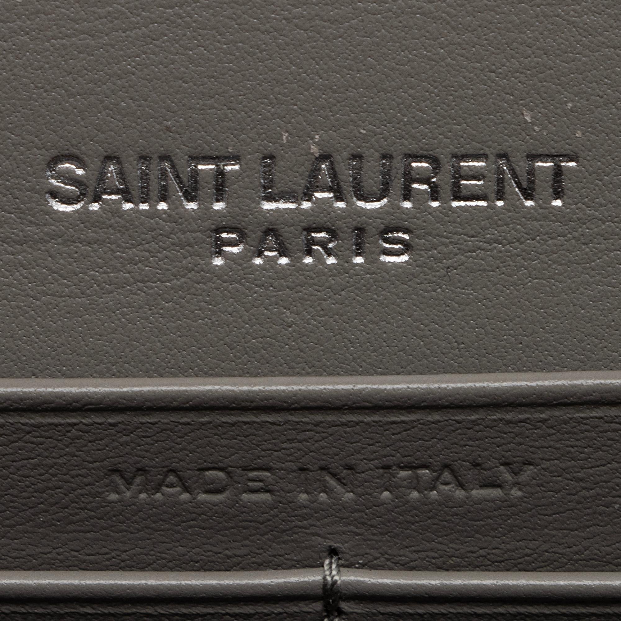 Saint Laurent Metallic Leather Monogram Kate Tassel Chain Wallet (SHF-L70MqM)