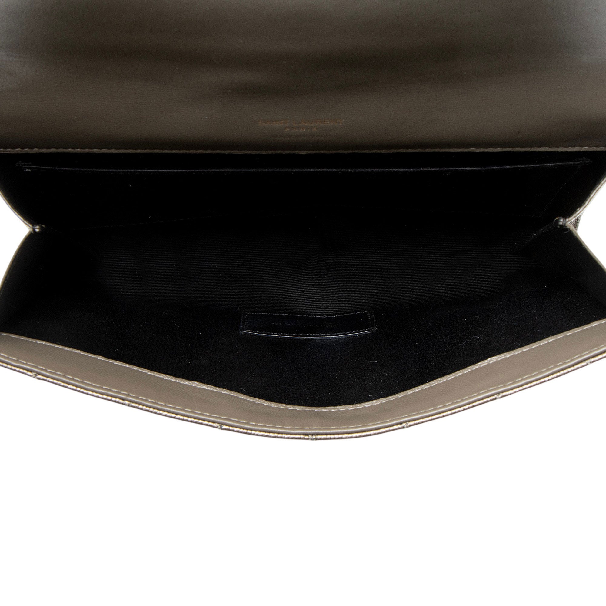 Saint Laurent Metallic Mixed Matelasse Grain de Poudre Monogram Envelope Pouch